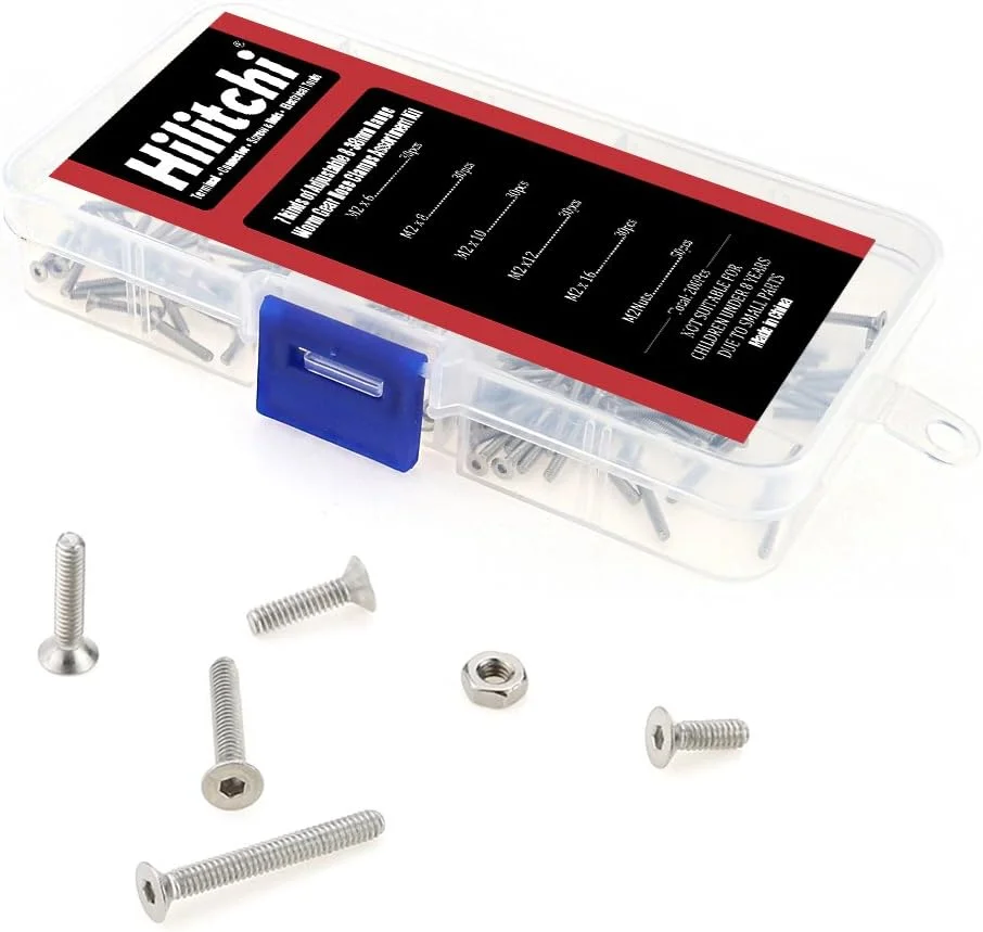 مجموعه 210 عددی پیچ و مهره استیل M2 با سر تخت و سوکت شش گوش هیلیچی - استیل ضد زنگ 304 (M2) PNJM-2