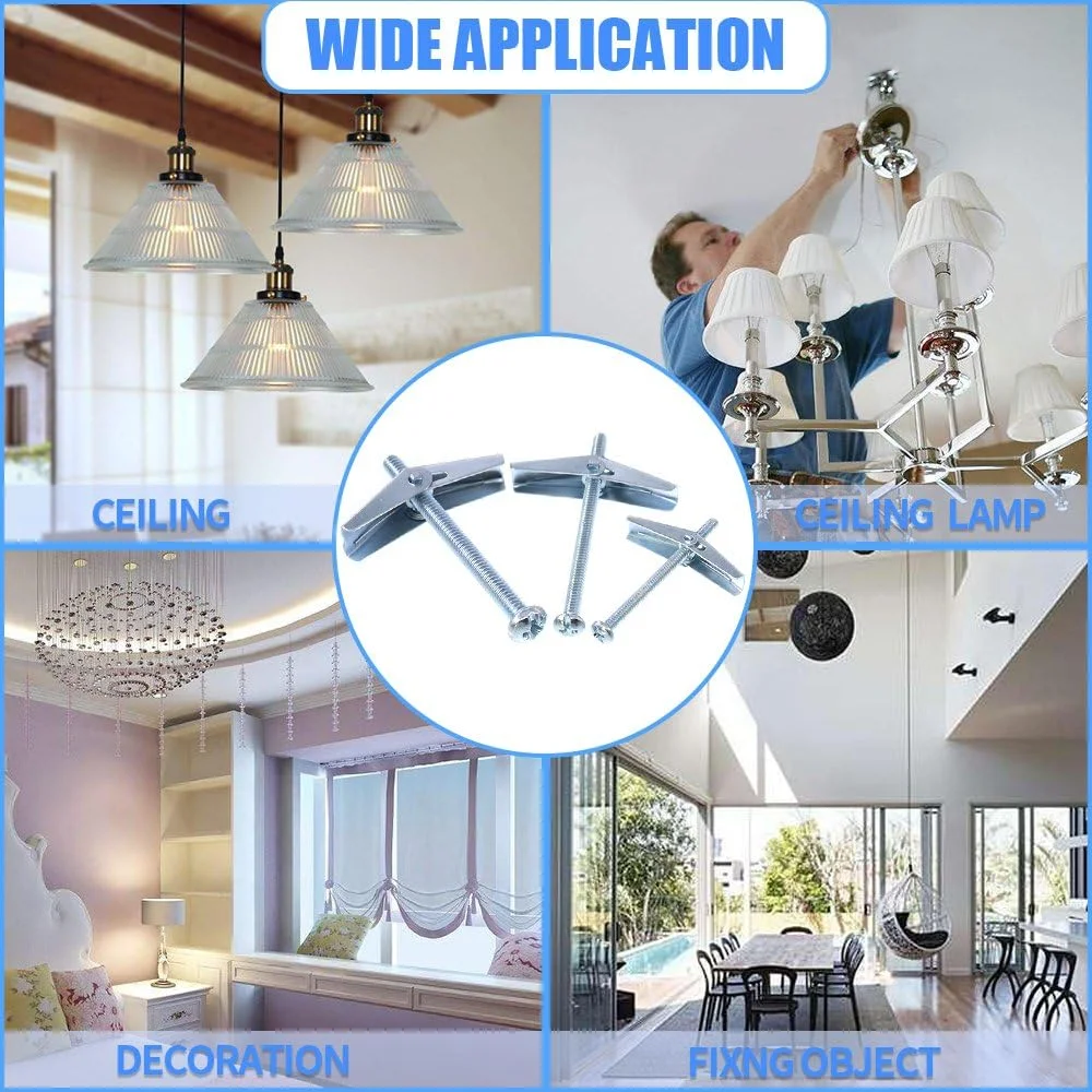 مجموعه 24 عددی پیچ پروانه ای و مهره بالدار سر گرد فولادی با روکش روی Glarks در اندازه های 1/8، 3/16 و 1/4 اینچ