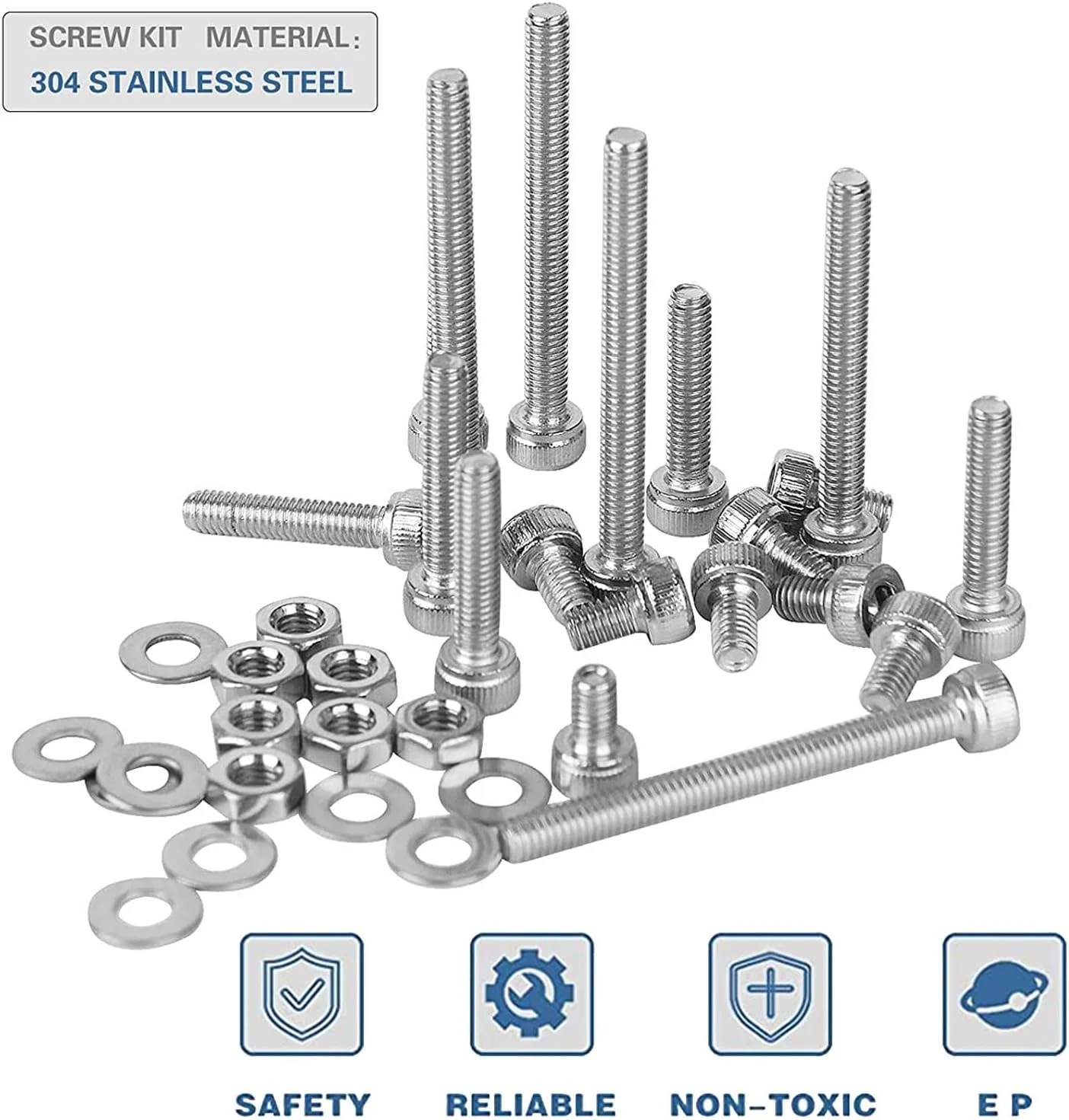 اکسفور 1110 عددی پیچ ​​و مهره استیل ضد زنگ M3، مهره قفلی و مجموعه واشرهای تخت، مجموعه پیچ و مهره دقیق متریک، با 1 عدد آچار آلن رایگان، شامل جعبه ابزار