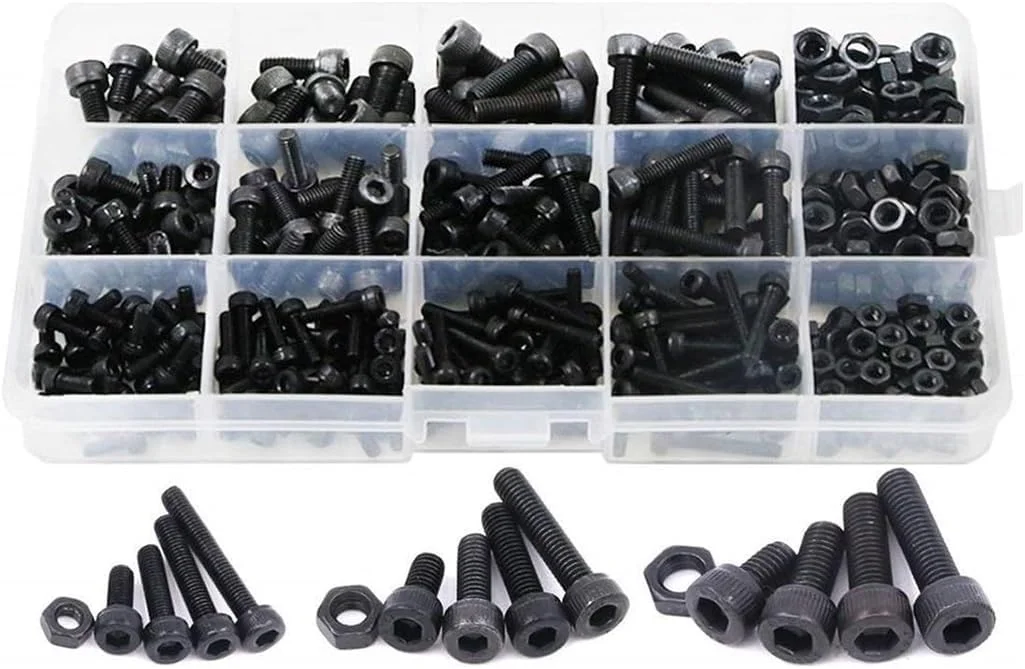 مجموعه 460 عددی پیچ و مهره سر استوانه ای آلنی Goodern M3 M4 M5، فولاد آلیاژی گرید 12.9 با روکش زینک مشکی ضد زنگ، مجموعه متنوع پیچ و مهره با جعبه نگهداری مجموعه 460 عددی پیچ و مهره سر استوانه ای آلنی Goodern M3 M4 M5، فولاد آلیاژی گرید 12.9 با روکش زینک مشکی ضد زنگ، مجموعه متنوع پیچ و مهره با جعبه نگهداری