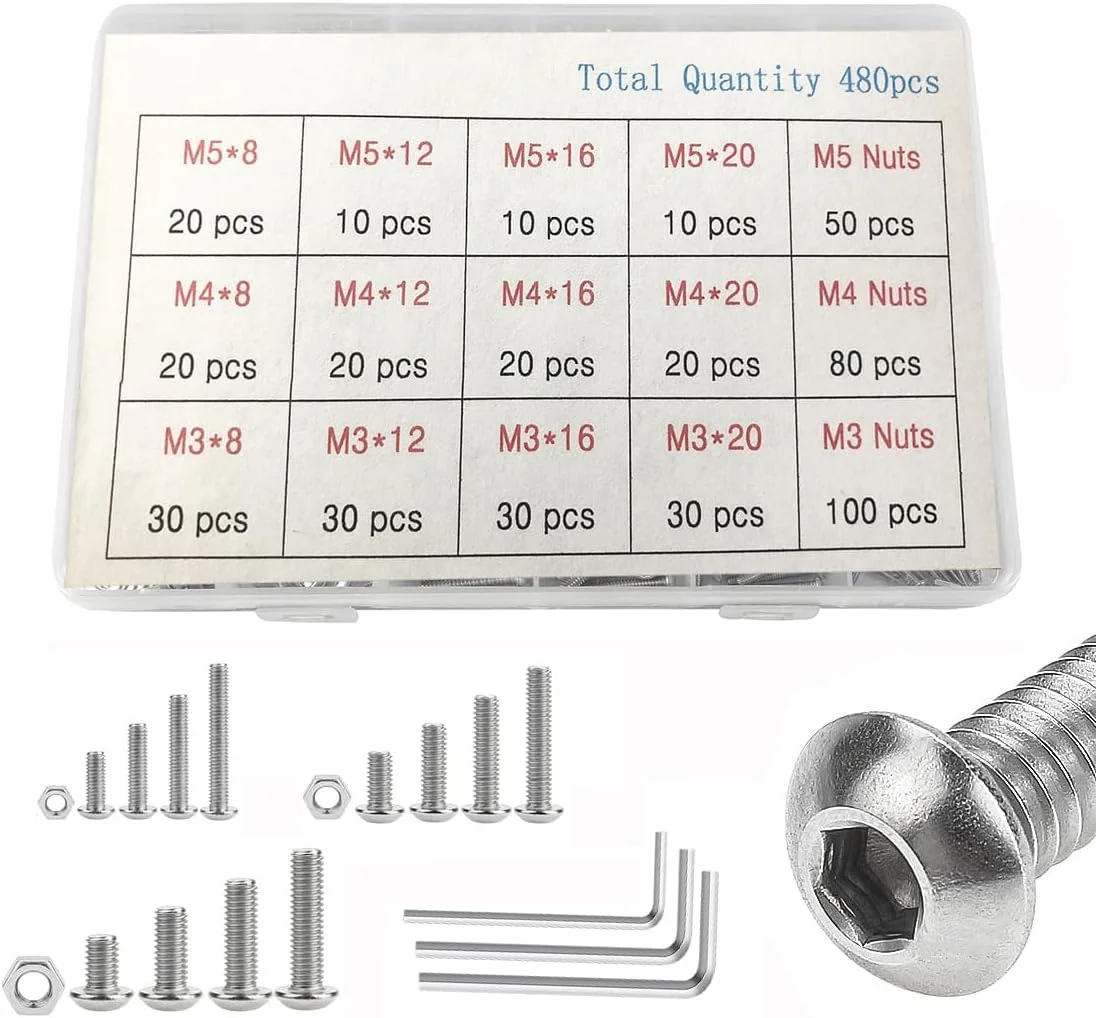 MRTURK REVHQ 480Pcs Grade 12.9 Nuts and Bolts Assortment Kit M3 M4 M5 Socket Head Cap Screws Set Alloy Steel Machine Screws and Nuts Silver with Wrench MRTURK REVHQ 480Pcs Grade 12.9 Nuts and Bolts Assortment Kit M3 M4 M5 Socket Head Cap Screws Set Alloy Steel Machine Screws and Nuts Silver with Wrench