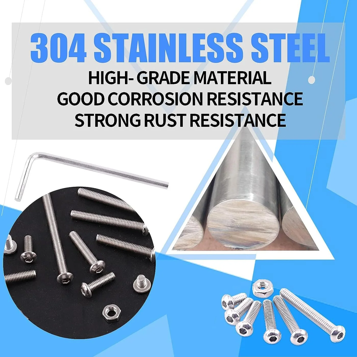 MRTURK REVHQ 480Pcs Grade 12.9 Nuts and Bolts Assortment Kit M3 M4 M5 Socket Head Cap Screws Set Alloy Steel Machine Screws and Nuts Silver with Wrench