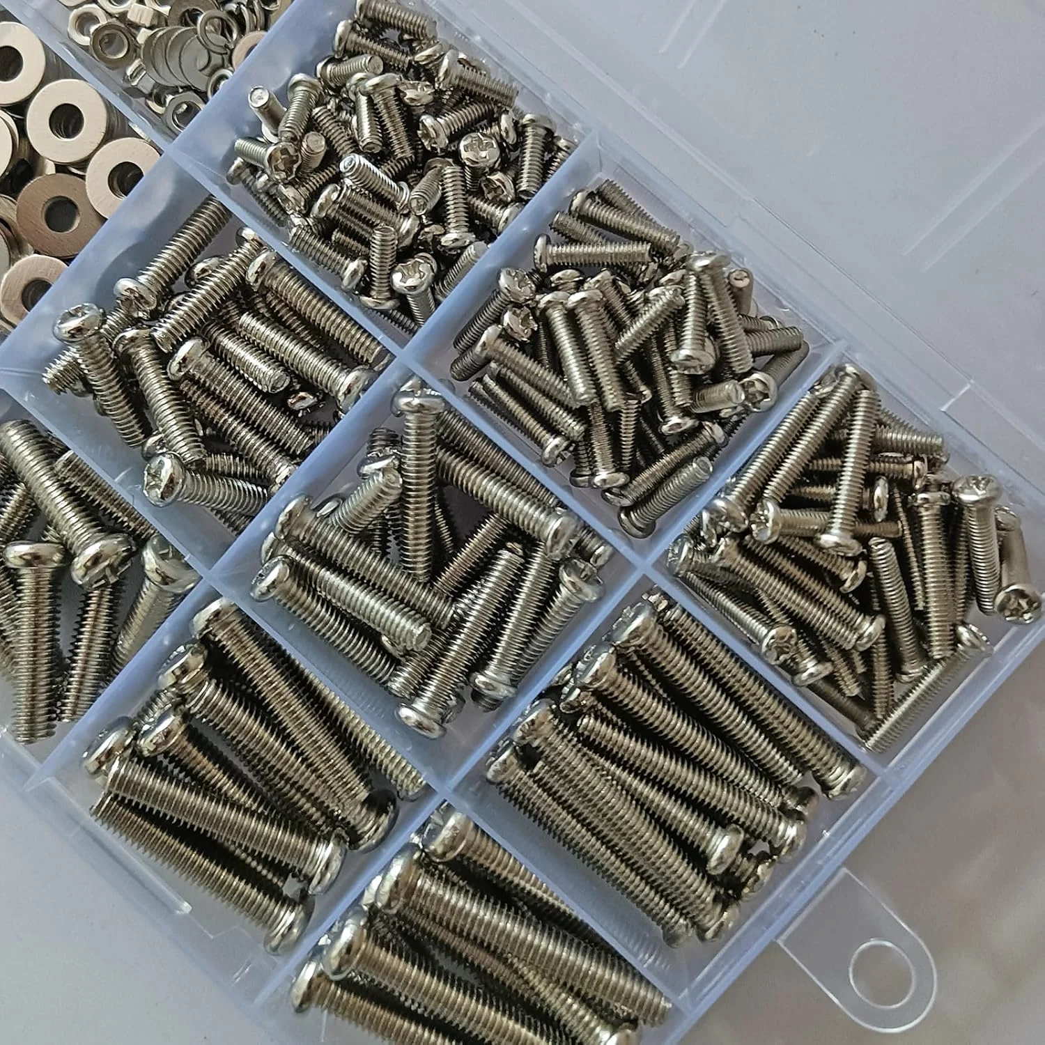 کیت طبقه بندی پیچ، مهره و واشر 680 عددی به همراه پیچ گوشتی دو سر و موچین استیل ضد زنگ M3 M4، مناسب برای پروژه های DIY