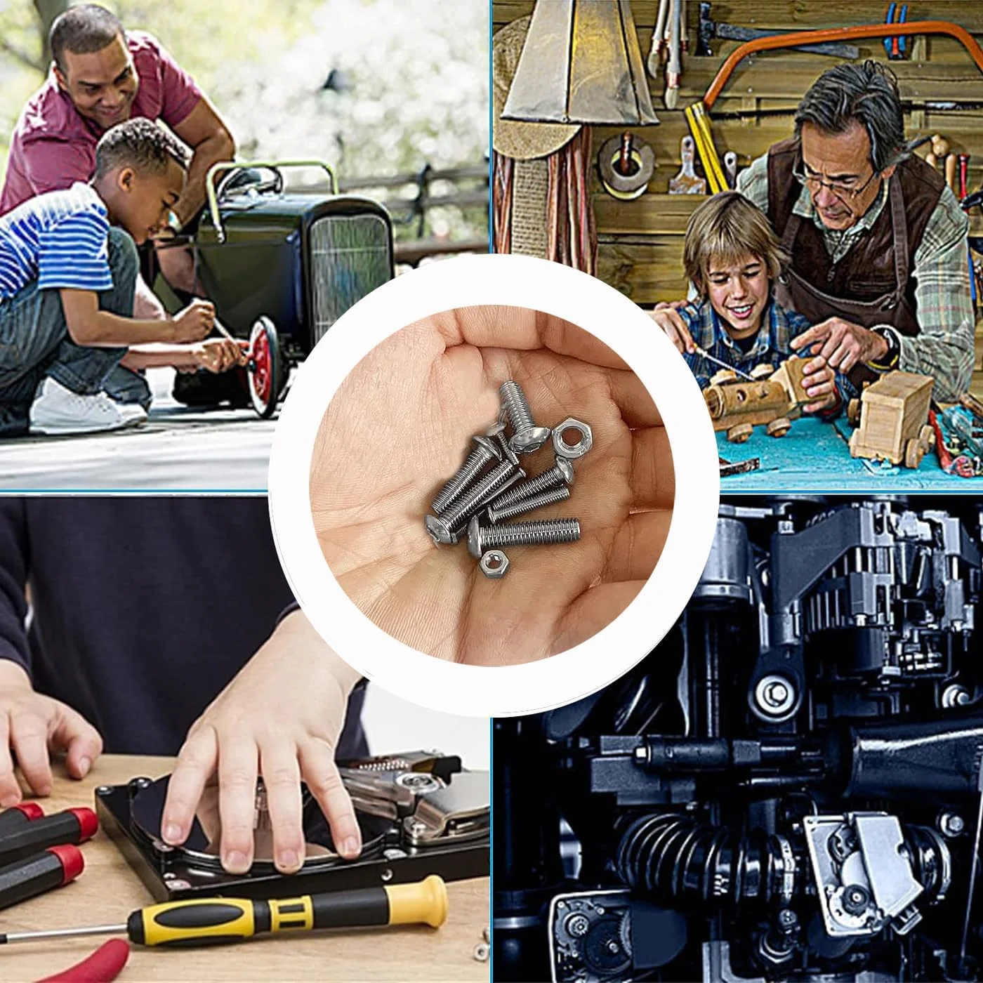 MRTURK REVHQ 480Pcs Grade 12.9 Nuts and Bolts Assortment Kit M3 M4 M5 Socket Head Cap Screws Set Alloy Steel Machine Screws and Nuts Silver with Wrench