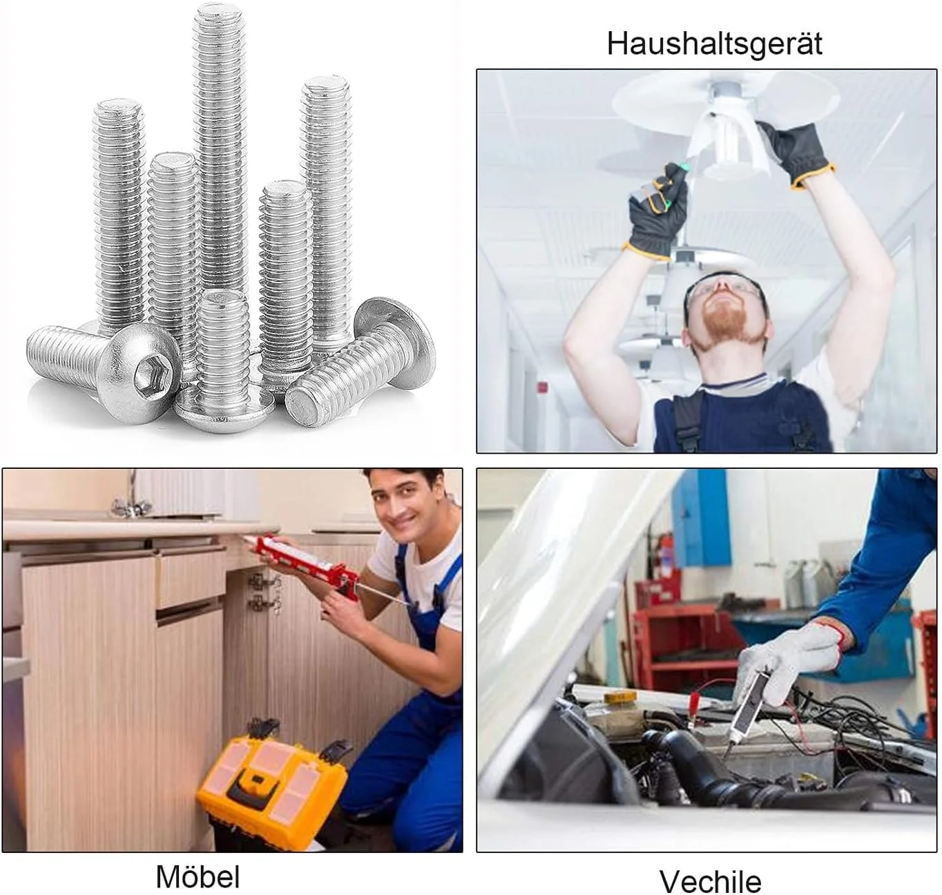 MRTURK REVHQ 480Pcs Grade 12.9 Nuts and Bolts Assortment Kit M3 M4 M5 Socket Head Cap Screws Set Alloy Steel Machine Screws and Nuts Silver with Wrench