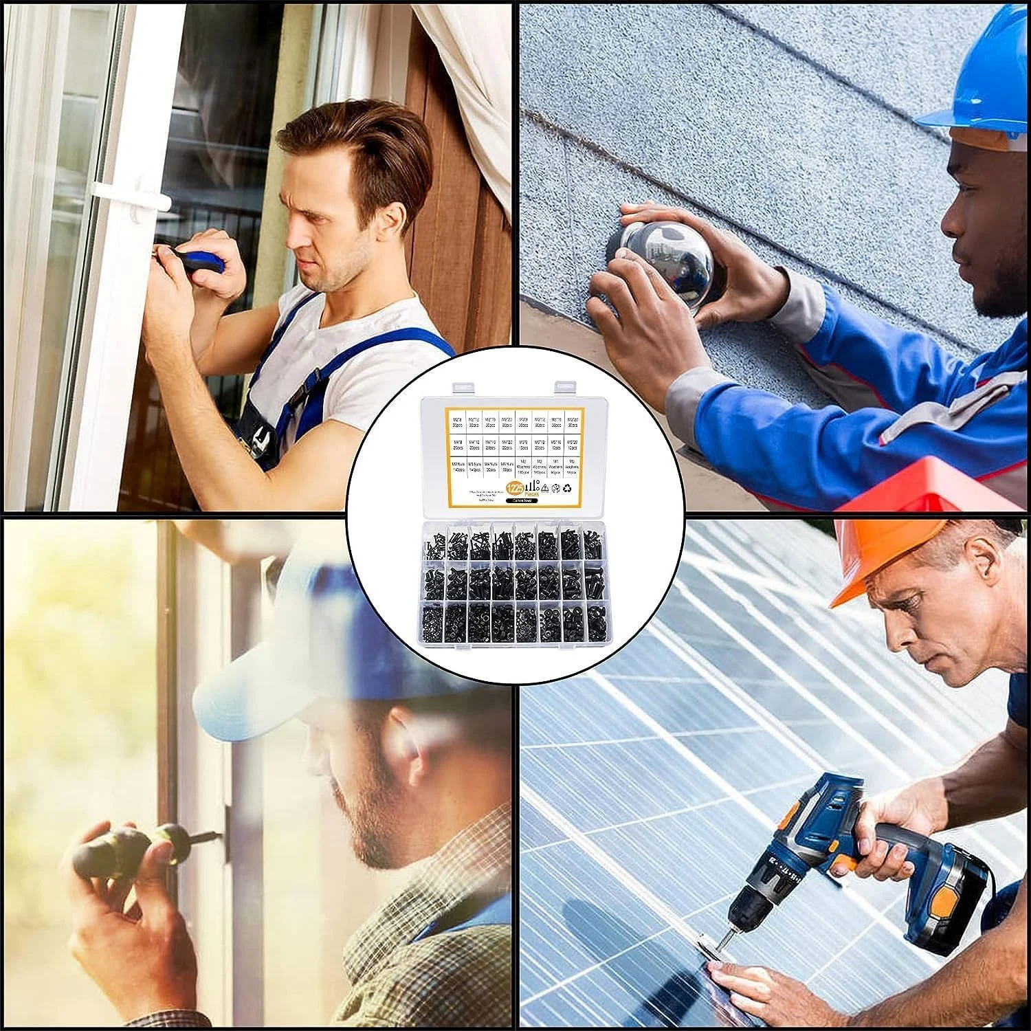 مجموعه متنوع پیچ و مهره M2 M3 M4 M5، 1225 عددی پیچ و مهره با سر سوکت شش گوش فولادی کربنی، کیت پیچ و مهره و واشر، به همراه 4 عدد آچار آلن رایگان