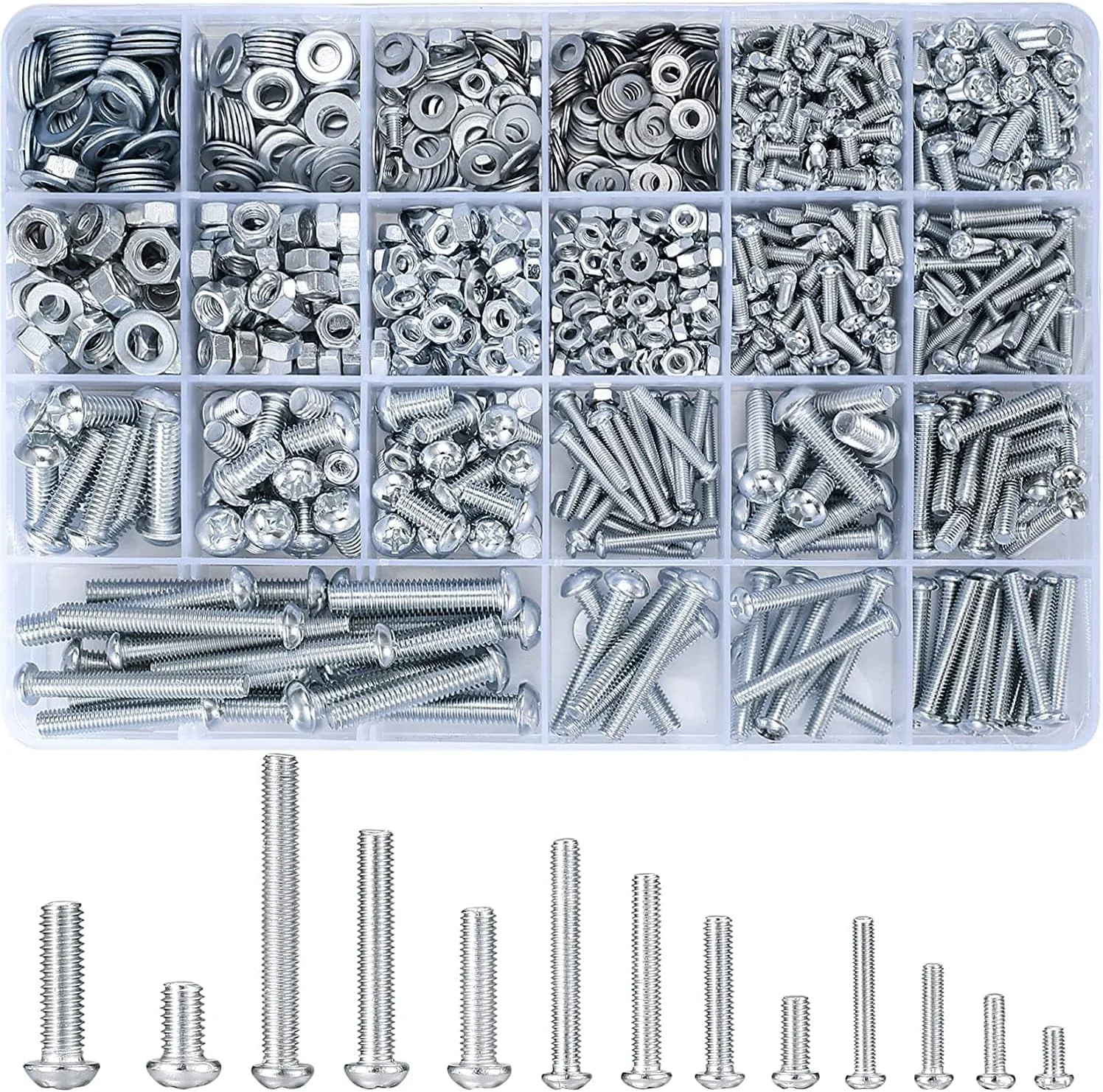 مجموعه 1080 عددی پیچ، مهره و واشر Odluzy، شامل پیچ های ماشینی سر استوانه ای با سوکت شش گوش M3/M4/M5/M6، مجموعه پیچ و مهره برای مصارف صنعتی، خانگی و الکترونیکی مجموعه 1080 عددی پیچ، مهره و واشر Odluzy، شامل پیچ های ماشینی سر استوانه ای با سوکت شش گوش M3/M4/M5/M6، مجموعه پیچ و مهره برای مصارف صنعتی، خانگی و الکترونیکی
