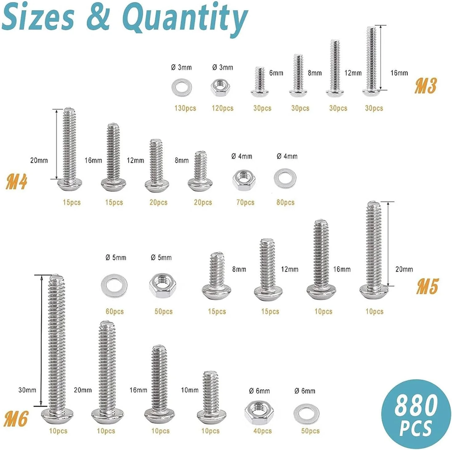 880 عدد پیچ و مهره M6 M5 M4 M3، واشر فنری و تخت، مجموعه متنوع، پیچ و مهره استیل ضد زنگ با سر دکمه ای و سوکت شش گوش، به همراه 4 عدد آچار آلن رایگان، به همراه جعبه ابزار 880 عدد پیچ و مهره M6 M5 M4 M3، واشر فنری و تخت، مجموعه متنوع، پیچ و مهره استیل ضد زنگ با سر دکمه ای و سوکت شش گوش، به همراه 4 عدد آچار آلن رایگان، به همراه جعبه ابزار