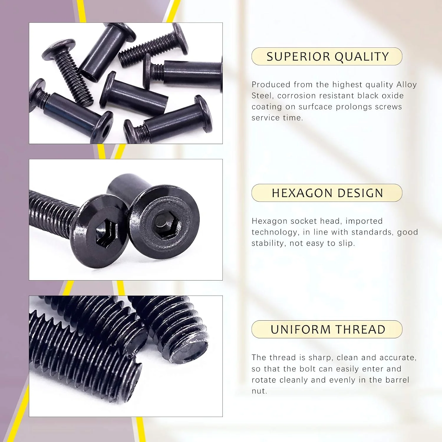 مجموعه 25 عددی پیچ و مهره استوانه ای M6x20mm فولادی کربنی با سر استوانه ای و آچار آلن، مناسب برای اتصال مبلمان، سگک کمربند و اتصال چرم