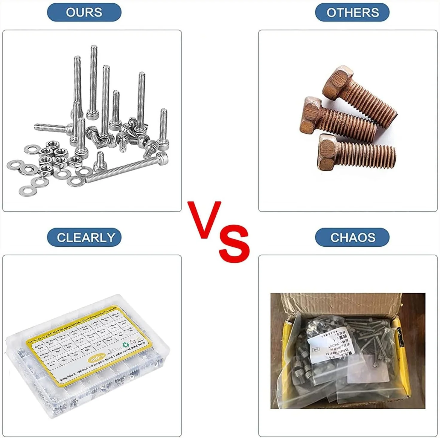 880 عدد پیچ و مهره M6 M5 M4 M3، واشر فنری و تخت، مجموعه متنوع، پیچ و مهره استیل ضد زنگ با سر دکمه ای و سوکت شش گوش، به همراه 4 عدد آچار آلن رایگان، به همراه جعبه ابزار 880 عدد پیچ و مهره M6 M5 M4 M3، واشر فنری و تخت، مجموعه متنوع، پیچ و مهره استیل ضد زنگ با سر دکمه ای و سوکت شش گوش، به همراه 4 عدد آچار آلن رایگان، به همراه جعبه ابزار