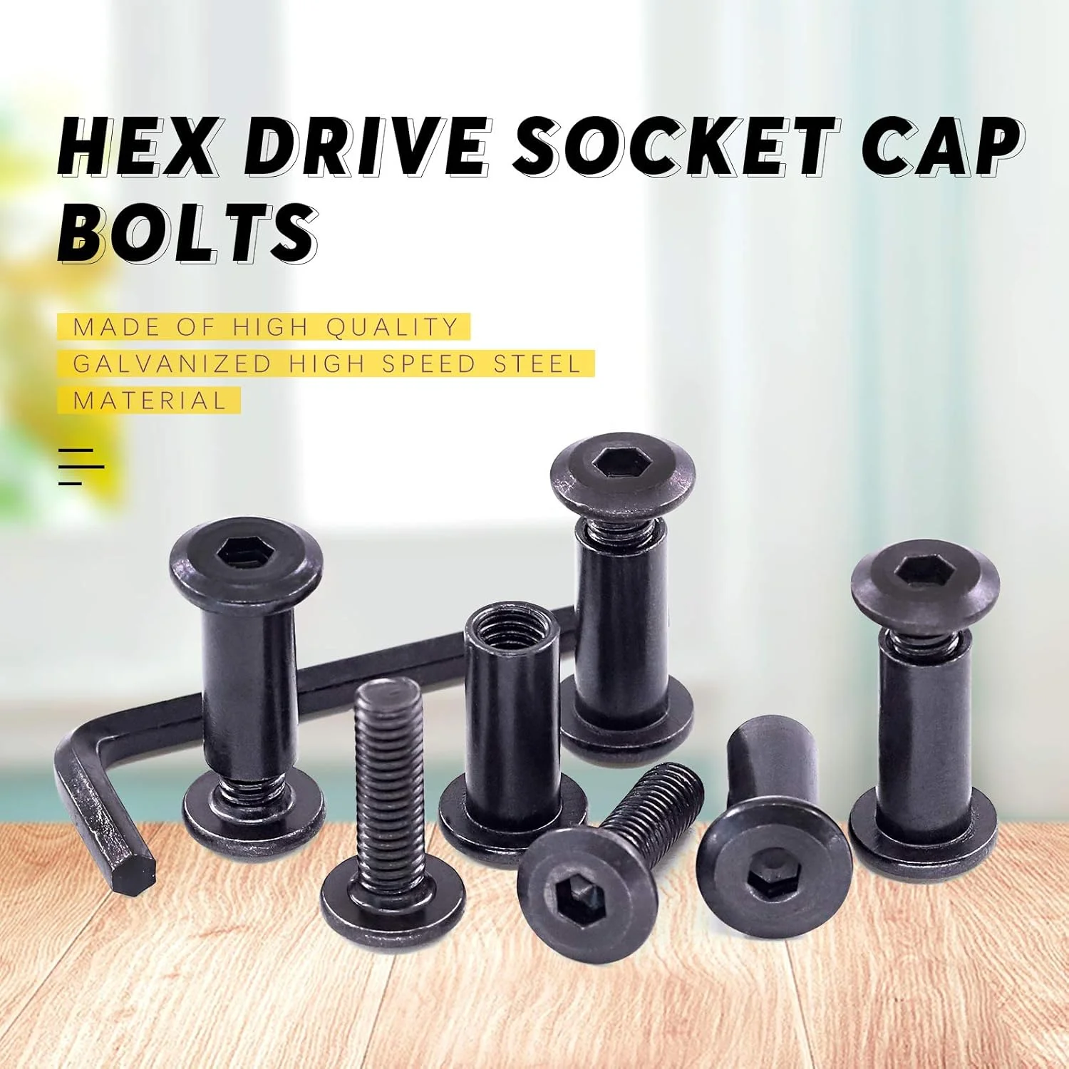 مجموعه 25 عددی پیچ و مهره استوانه ای M6x20mm فولادی کربنی با سر استوانه ای و آچار آلن، مناسب برای اتصال مبلمان، سگک کمربند و اتصال چرم