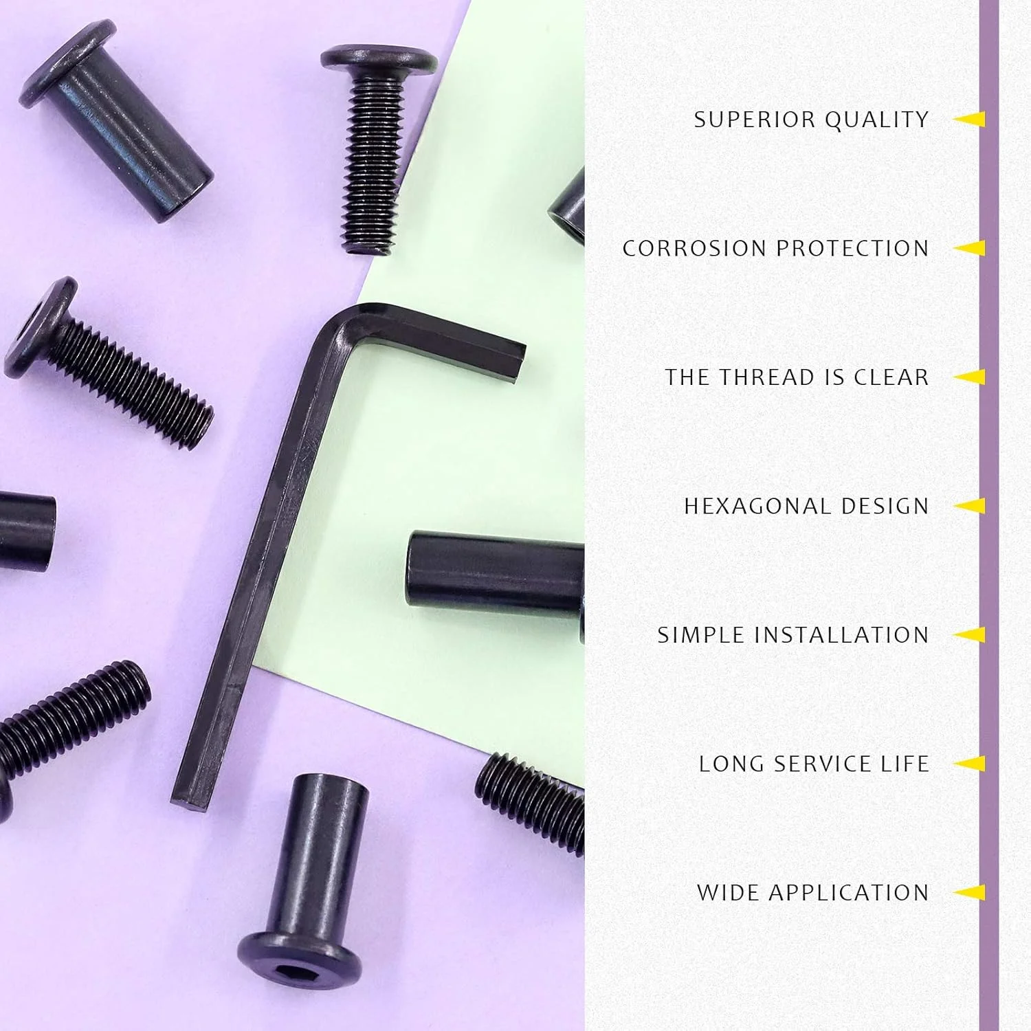 مجموعه 25 عددی پیچ و مهره استوانه ای M6x20mm فولادی کربنی با سر استوانه ای و آچار آلن، مناسب برای اتصال مبلمان، سگک کمربند و اتصال چرم