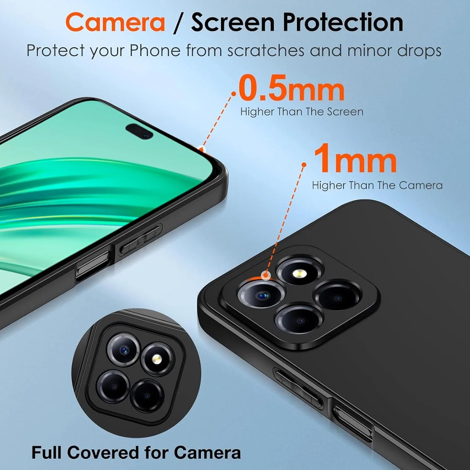 مجموعه 2+1 محافظ صفحه نمایش شیشه ای حرارت دیده سازگار با Honor X8C به همراه کاور سیلیکونی ضد ضربه و ضد خش مشکی مجموعه 2+1 محافظ صفحه نمایش شیشه ای حرارت دیده سازگار با Honor X8C به همراه کاور سیلیکونی ضد ضربه و ضد خش مشکی