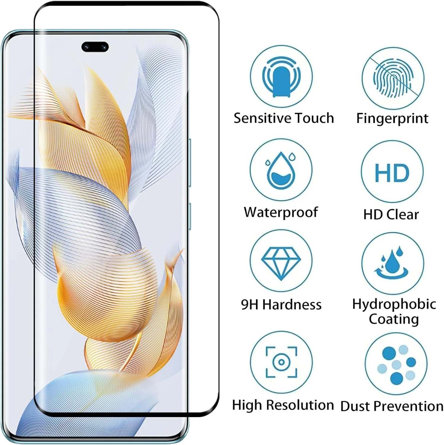 محافظ صفحه نمایش CONAPIKA برای گوشی آنر 90، بسته 2 عددی شیشه حرارت دیده شفاف HD ضد خش [سازگار با شناسه اثر انگشت] پوشش کامل محافظ ضد روغن