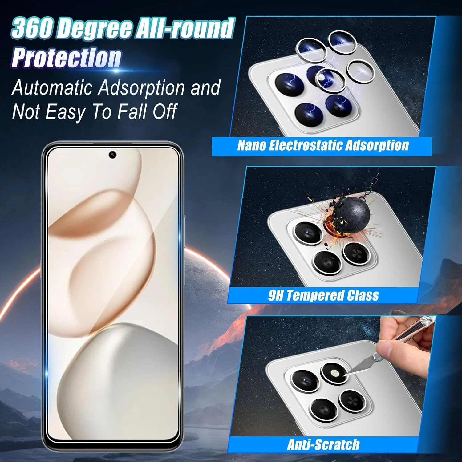 محافظ صفحه نمایش Wookfiss برای گوشی Honor 400 Smart 5G از جنس شیشه حرارت دیده، 2 عدد محافظ صفحه نمایش شیشه ای و 2 عدد محافظ دوربین، سختی 9H، ضد خش، ضد حباب، شفافیت HD محافظ صفحه نمایش Wookfiss برای گوشی Honor 400 Smart 5G از جنس شیشه حرارت دیده، 2 عدد محافظ صفحه نمایش شیشه ای و 2 عدد محافظ دوربین، سختی 9H، ضد خش، ضد حباب، شفافیت HD