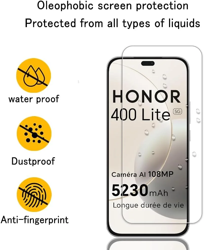 محافظ صفحه نمایش شیشه ای تمپرد Tzstz، سه عدد، مناسب برای گوشی های آنر 400 لایت/آنر 400 پرو، سختی 9H، ضد خش، فیلم محافظ صفحه نمایش HD