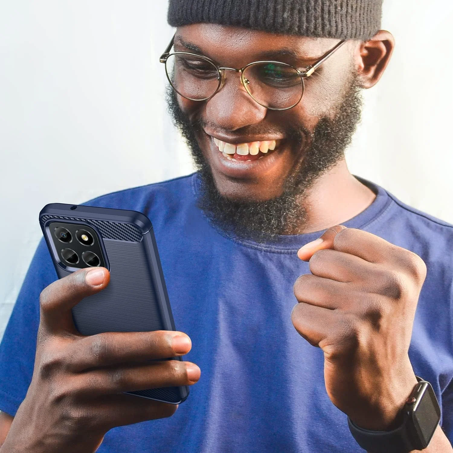 کاور HuiYouMY و 2 عدد شیشه محافظ صفحه نمایش سازگار با گوشی Honor X6A، کاور ضد ضربه به همراه شیشه حرارت دیده سازگار با محافظ صفحه نمایش Honor X6A، سرمه ای کاور HuiYouMY و 2 عدد شیشه محافظ صفحه نمایش سازگار با گوشی Honor X6A، کاور ضد ضربه به همراه شیشه حرارت دیده سازگار با محافظ صفحه نمایش Honor X6A، سرمه ای