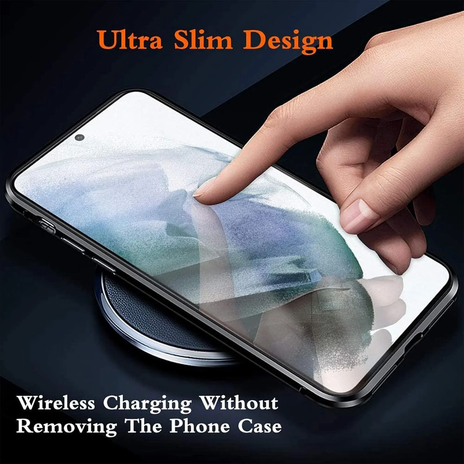 کاور محافظ گوشی آنر 90 لایت اوان، فناوری جذب مغناطیسی، شیشه حرارت دیده شفاف جلو و پشت، بدنه فلزی آلومینیومی، محافظت 360 درجه - آبی