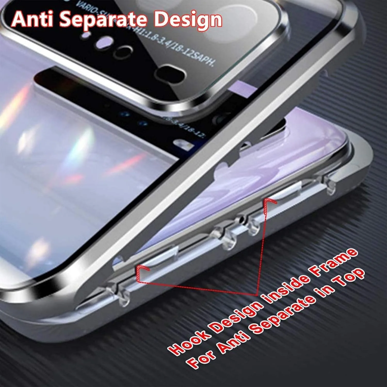 کاور محافظ گوشی آنر 90 لایت اوان، فناوری جذب مغناطیسی، شیشه حرارت دیده شفاف جلو و پشت، بدنه فلزی آلومینیومی، محافظت 360 درجه - آبی