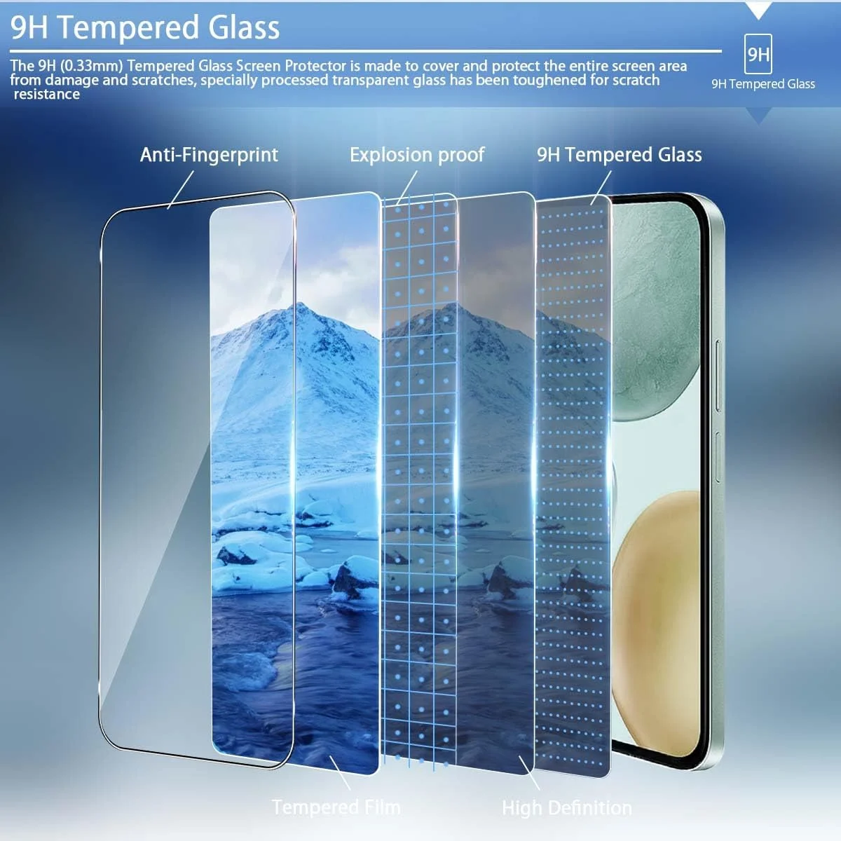 محافظ صفحه نمایش GEEMEE برای Honor X6C، فیلم محافظ شیشه ای سخت با سختی 9H، محافظ صفحه نمایش شیشه ای ضد خش شفاف HD، مشکی، 2 عدد