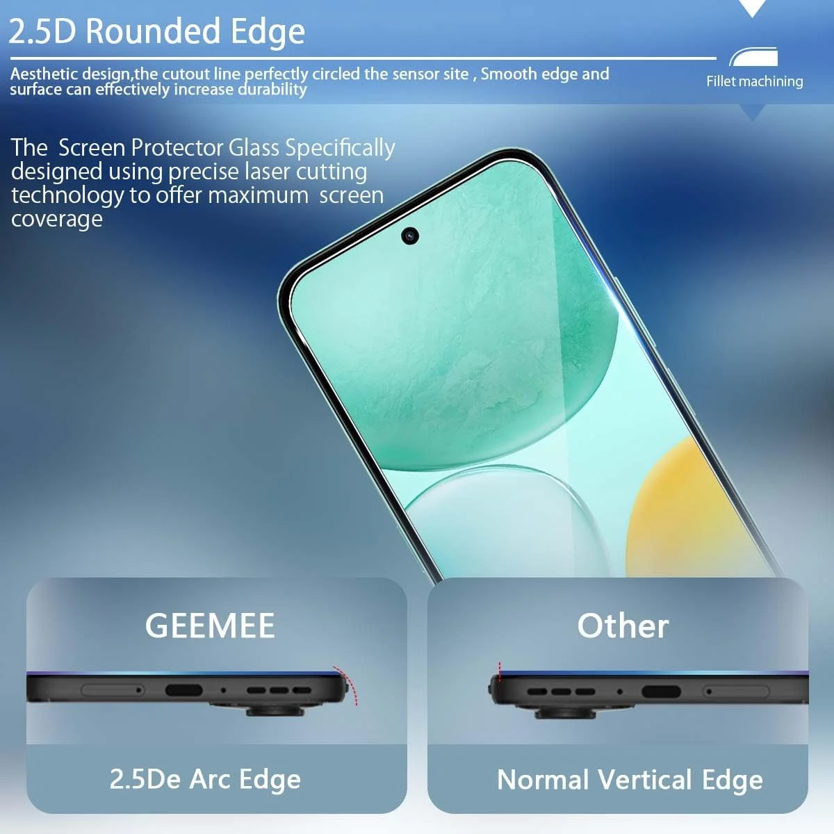 محافظ صفحه نمایش GEEMEE برای Honor X6C، فیلم محافظ شیشه ای سخت با سختی 9H، محافظ صفحه نمایش شیشه ای ضد خش شفاف HD، مشکی، 2 عدد