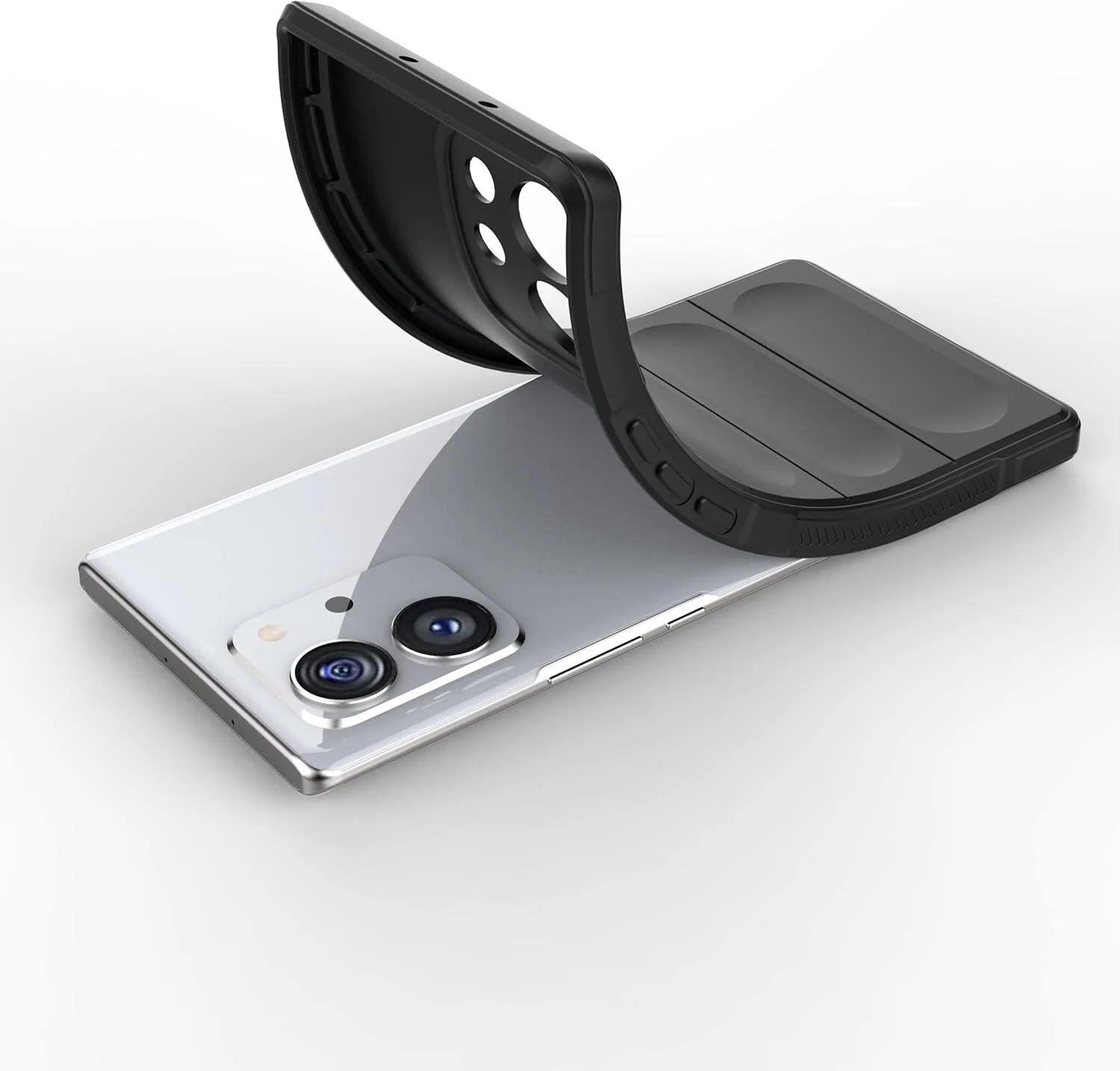 کیف محافظ گوشی QINOUK برای Honor 80 SE، جنس TPU انعطاف پذیر ضد خش، طراحی 10 ایربگ نامرئی، به همراه محافظ صفحه نمایش شیشه ای حرارت دیده [2 عدد]، برای Honor 80 SE - مشکی