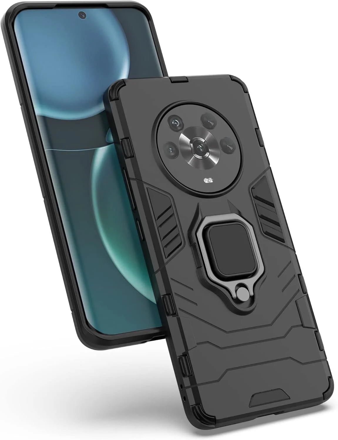 کاور ESTH® برای آنر مجیک 4 به همراه 2 عدد محافظ صفحه نمایش، [پایه چرخان 360 درجه] [محافظت ضد سقوط درجه نظامی]، سازگار با هولدر مغناطیسی خودرو، مشکی