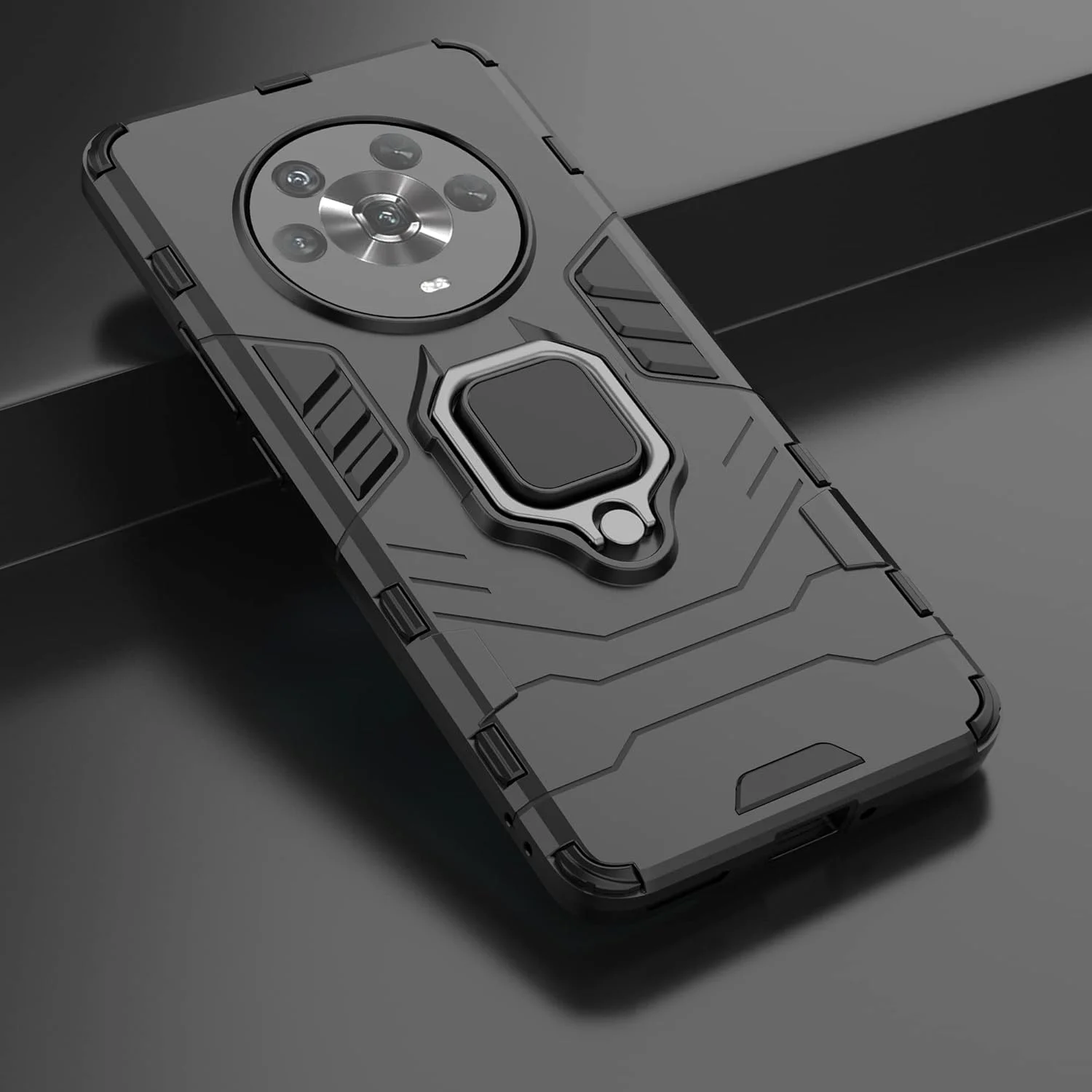 کاور ESTH® برای آنر مجیک 4 به همراه 2 عدد محافظ صفحه نمایش، [پایه چرخان 360 درجه] [محافظت ضد سقوط درجه نظامی]، سازگار با هولدر مغناطیسی خودرو، مشکی