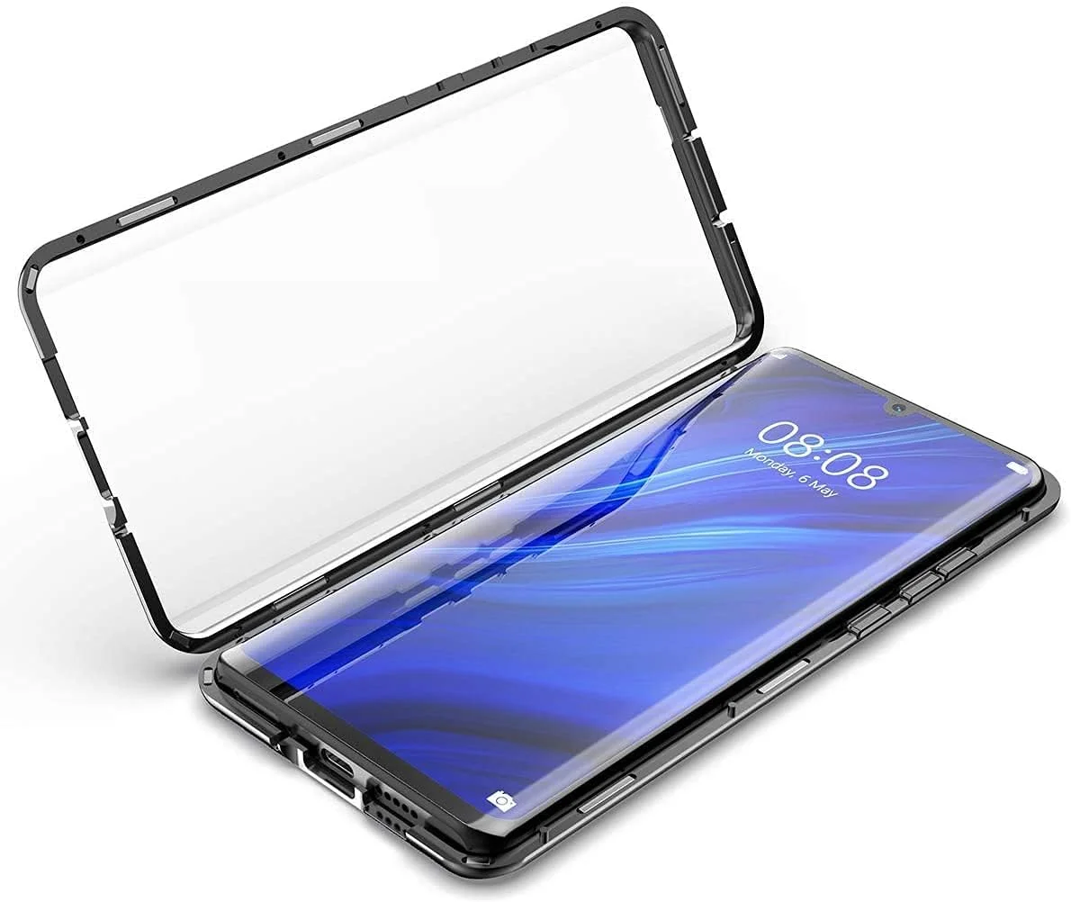 قاب محافظ هواوی نوا 9 / آنر 50، قاب مغناطیسی فلزی بسیار نازک با محافظت 360 درجه شیشه ای حرارت دیده شفاف در جلو و پشت