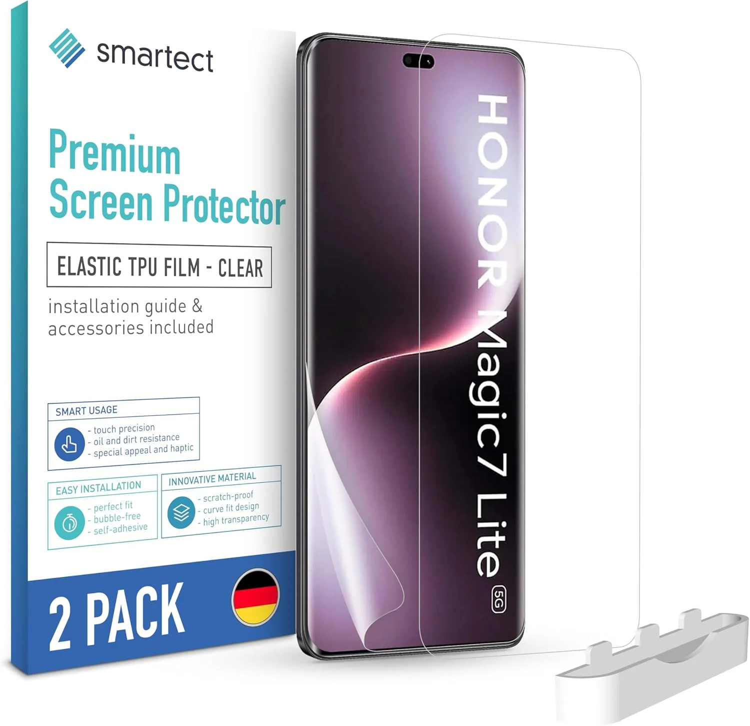 محافظ صفحه نمایش TPU اسمارتک [2 عدد، شفاف] برای گوشی Honor Magic 7 Lite، پوشش کامل صفحه نمایش، نصب بدون حباب، محافظت در برابر اثر انگشت