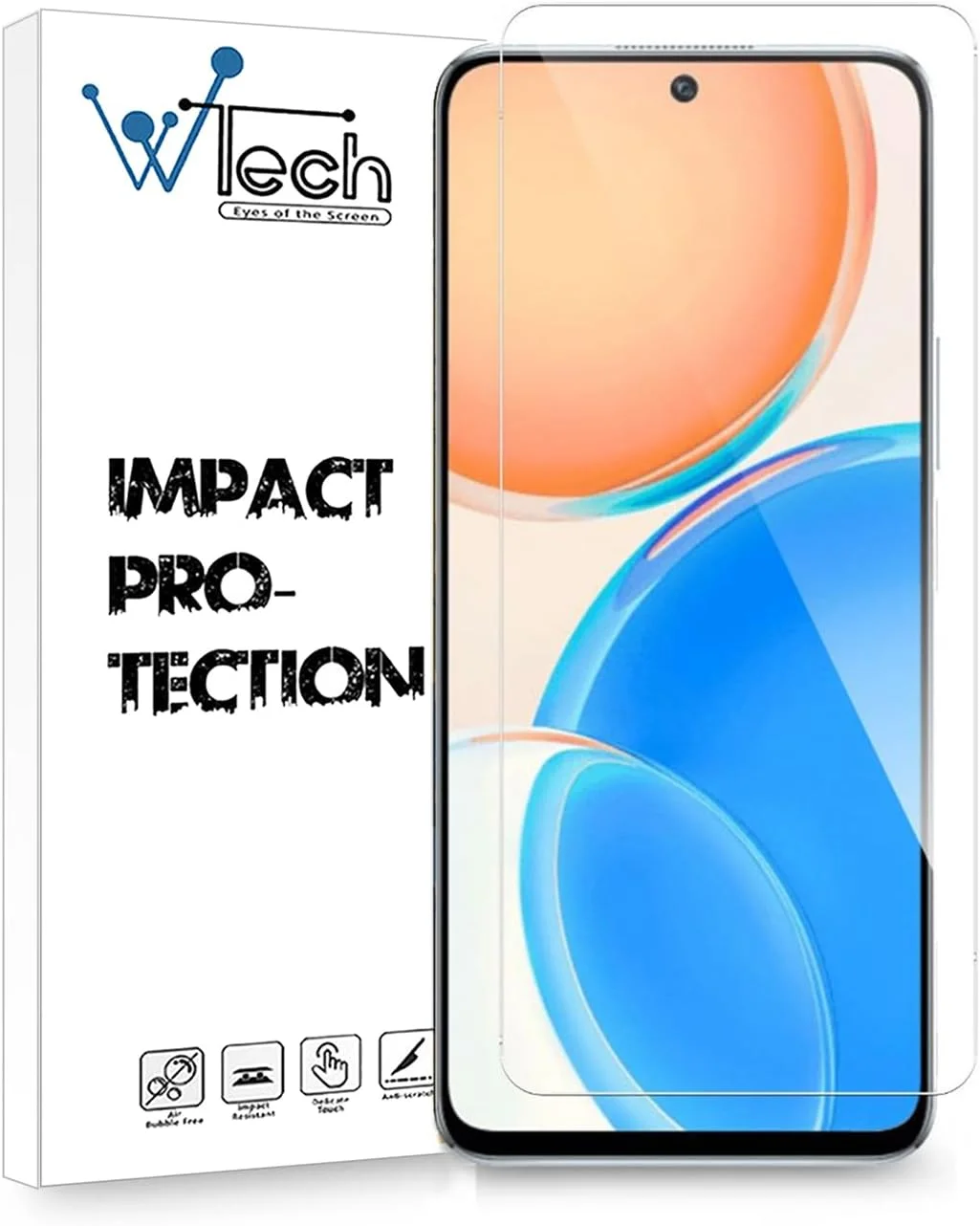 محافظ صفحه نمایش شیشه ای حرارت دیده Wtech برای Honor X8، شفاف محافظ صفحه نمایش شیشه ای حرارت دیده Wtech برای Honor X8، شفاف