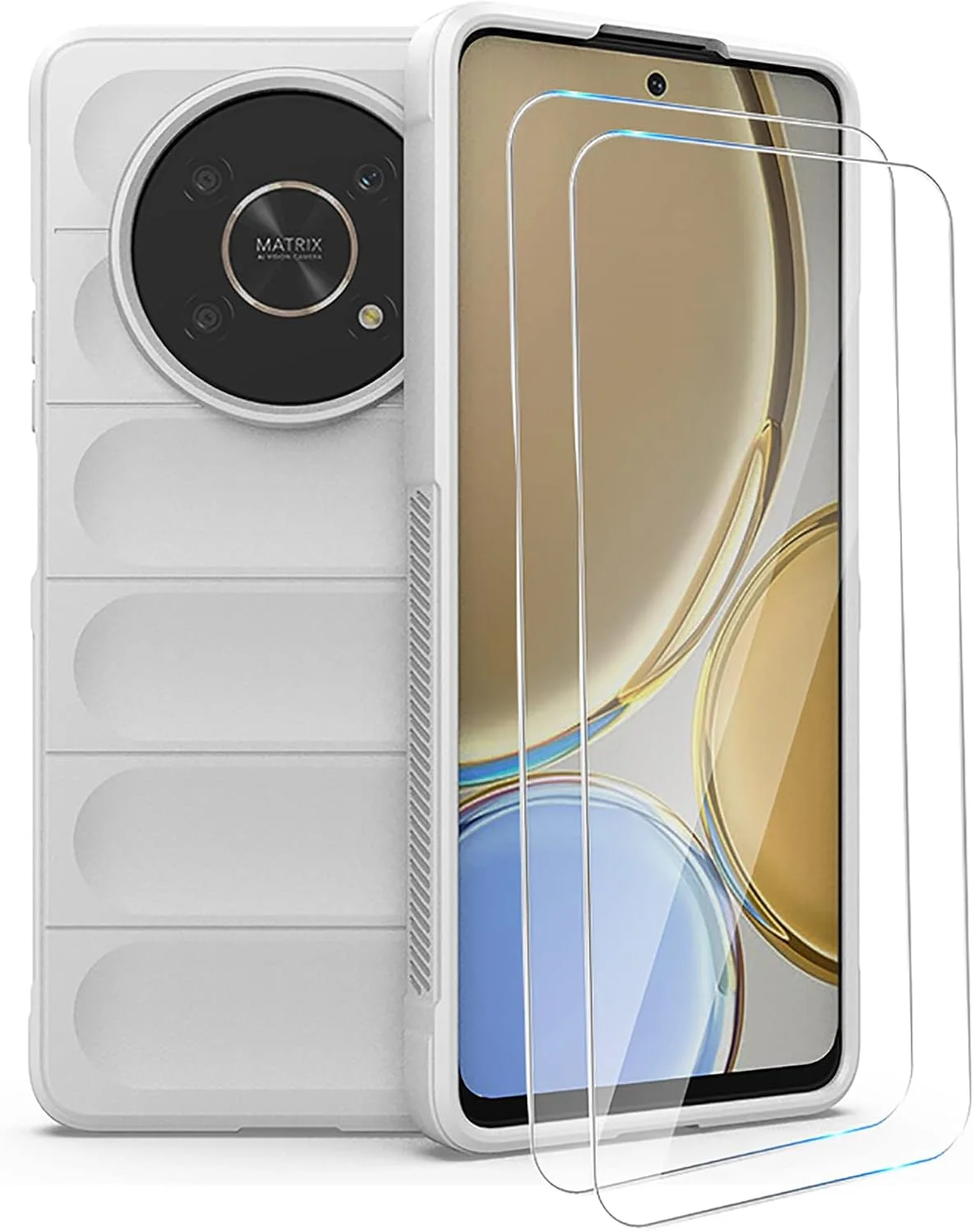 کاور محافظ GMUJIAO سازگار با Honor X9 5G، ضد لغزش، ضد ضربه، ضد خش، همراه با 2 محافظ صفحه نمایش شیشه ای حرارت دیده - سفید کاور محافظ GMUJIAO سازگار با Honor X9 5G، ضد لغزش، ضد ضربه، ضد خش، همراه با 2 محافظ صفحه نمایش شیشه ای حرارت دیده - سفید