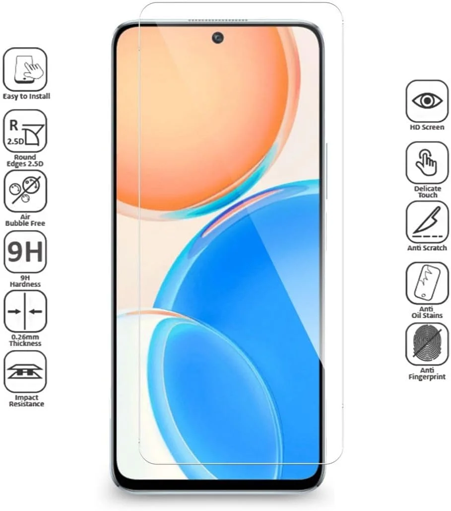 محافظ صفحه نمایش شیشه ای حرارت دیده Wtech برای Honor X8، شفاف محافظ صفحه نمایش شیشه ای حرارت دیده Wtech برای Honor X8، شفاف