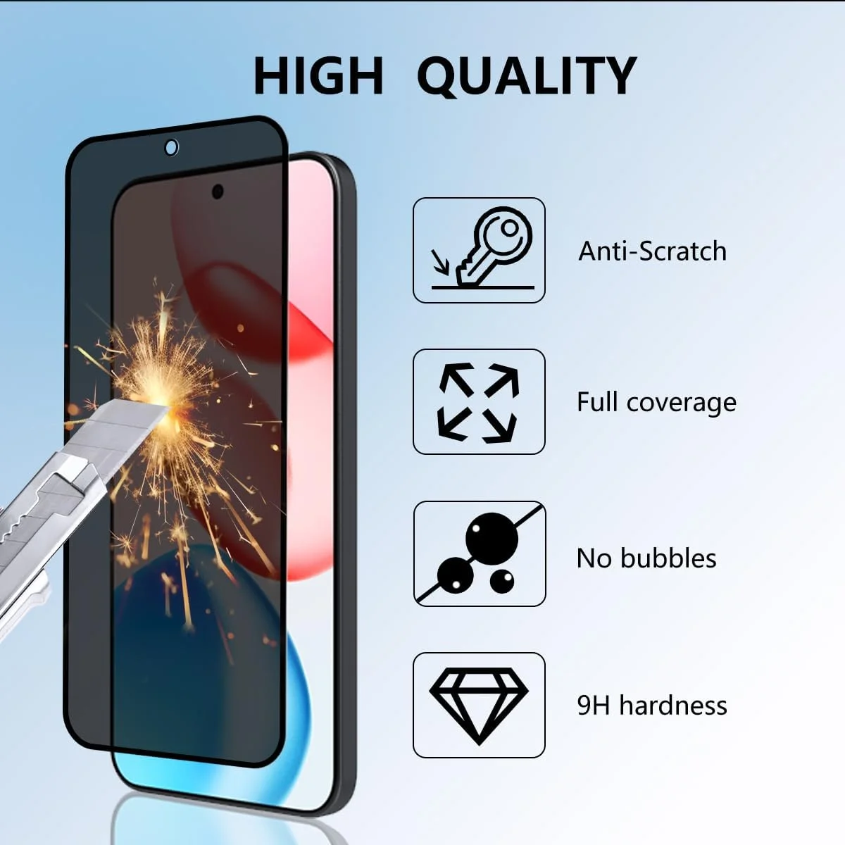 محافظ صفحه نمایش حریم خصوصی Bekiikoo برای Honor 400، شیشه حرارت دیده، فیلم ضد جاسوسی، محافظت از حریم خصوصی، ضد خش، پوشش کامل سه بعدی، محافظ صفحه نمایش شیشه ای حریم خصوصی برای Honor 400