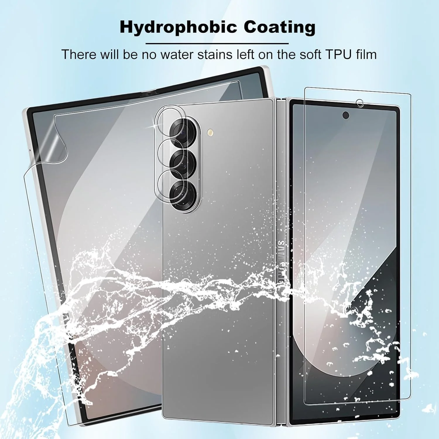 [بسته 2+2+2] محافظ صفحه نمایش Gruattreay سازگار با Honor Magic V، 2 عدد محافظ صفحه نمایش TPU انعطاف پذیر داخلی و 2 عدد خارجی + محافظ لنز دوربین شیشه ای، ضد خش HD