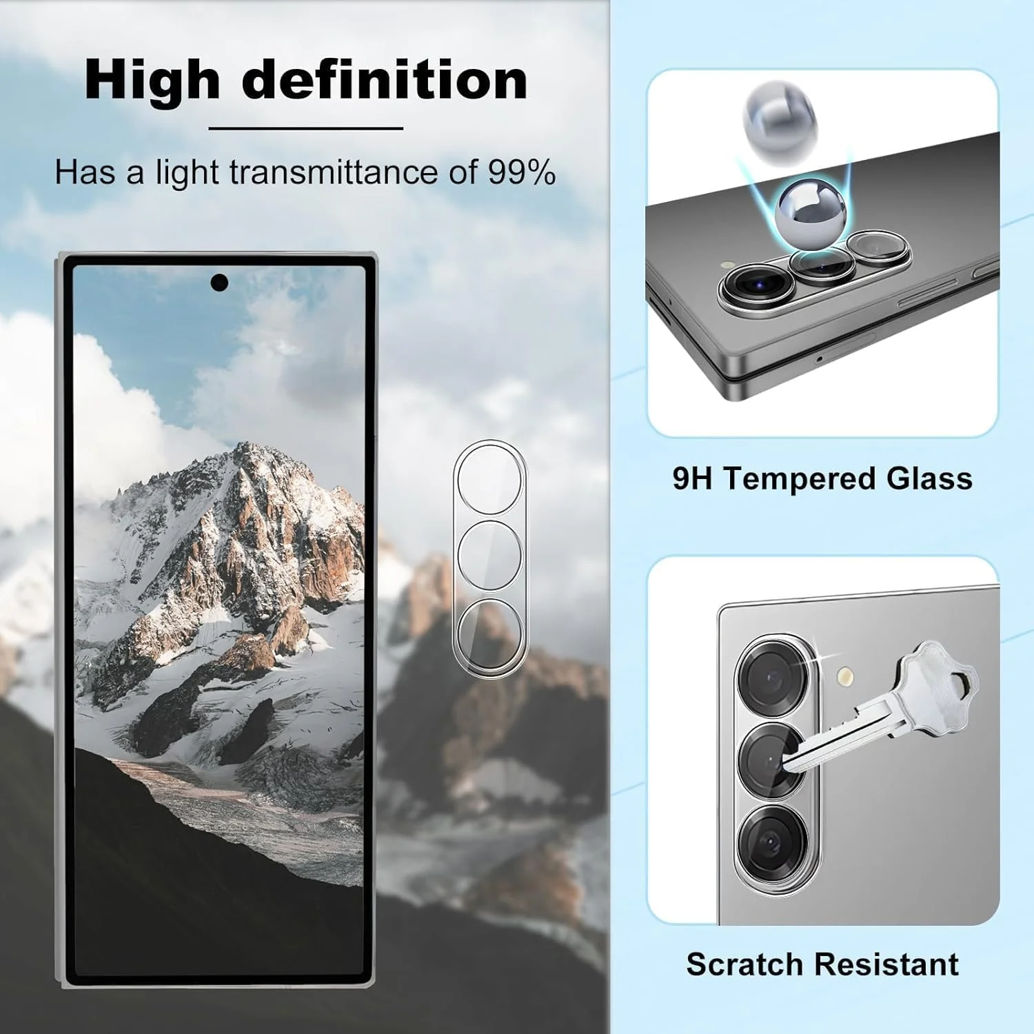 [بسته 2+2+2] محافظ صفحه نمایش Gruattreay سازگار با Honor Magic V، 2 عدد محافظ صفحه نمایش TPU انعطاف پذیر داخلی و 2 عدد خارجی + محافظ لنز دوربین شیشه ای، ضد خش HD