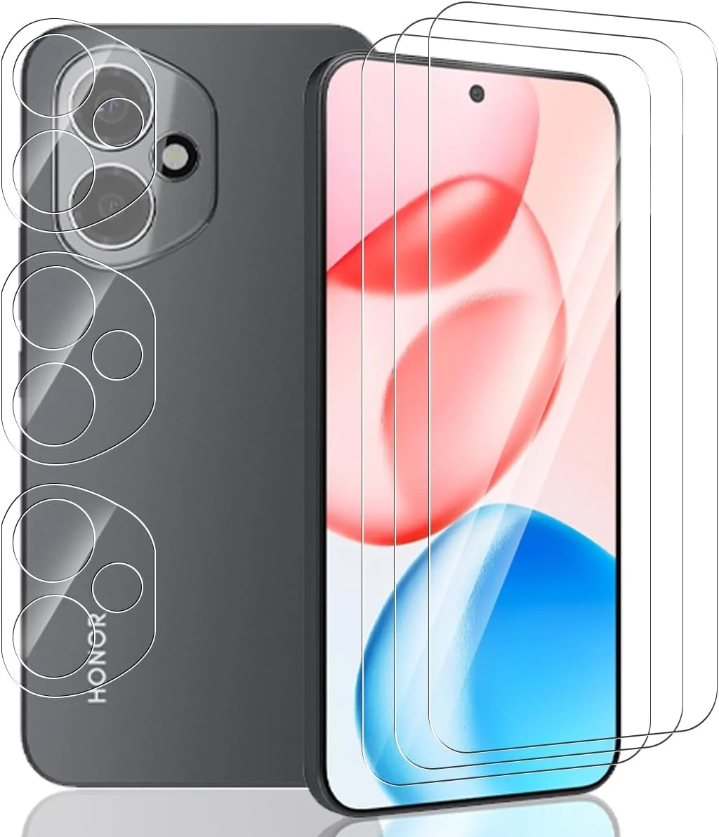 محافظ صفحه نمایش [3+3 تکه] Yieehhow برای گوشی آنر 400، شیشه حرارت دیده با سختی 9H، محافظ دوربین، فیلم شیشه ای حرارت دیده HD / بدون حباب برای آنر