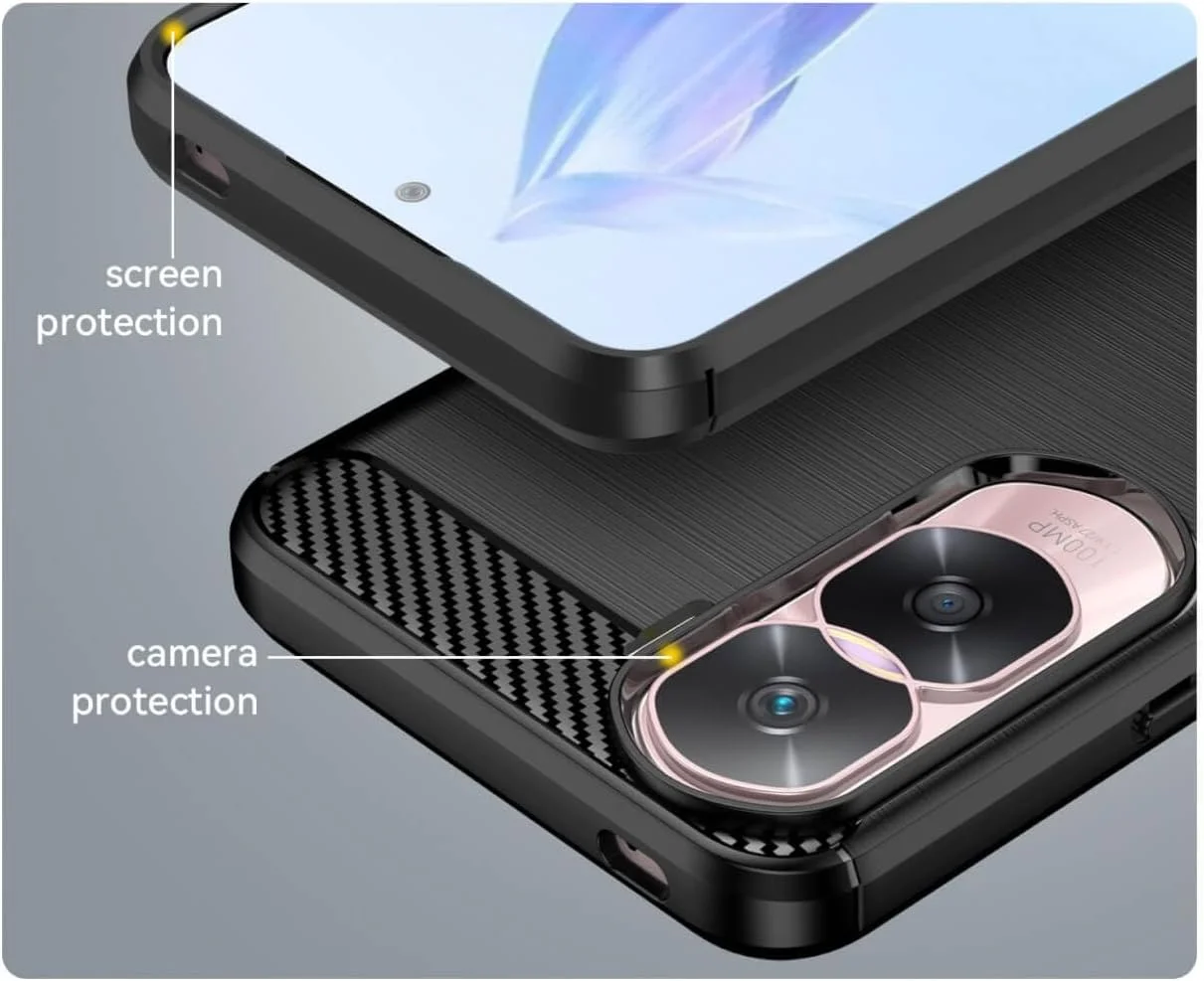 کاور SDTEK سازگار با Honor 90 Lite، محافظت 360 درجه کامل بدنه، کاور گوشی فیبر کربنی با محافظ صفحه نمایش شیشه ای حرارت دیده کاور SDTEK سازگار با Honor 90 Lite، محافظت 360 درجه کامل بدنه، کاور گوشی فیبر کربنی با محافظ صفحه نمایش شیشه ای حرارت دیده