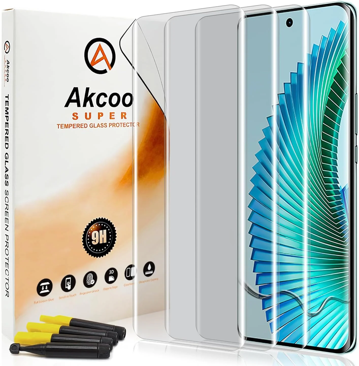محافظ صفحه نمایش Akcoo برای آنر Magic6 Lite، شیشه حرارت دیده - بسته 3 عددی، پوشش کامل لبه به لبه، مقاوم در برابر خراش 9H، حساس به لمس، HD شفاف بدون لبه سیاه