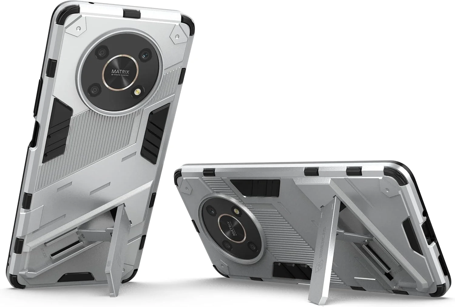 کیف محافظ گوشی QINOUK برای Honor X30، [ضد ضربه] TPU نرم و PC سخت، ضد خش، به همراه محافظ صفحه نمایش شیشه ای حرارت دیده [2 عددی]، با پایه تاشو نامرئی، برای Honor X30 - سفید