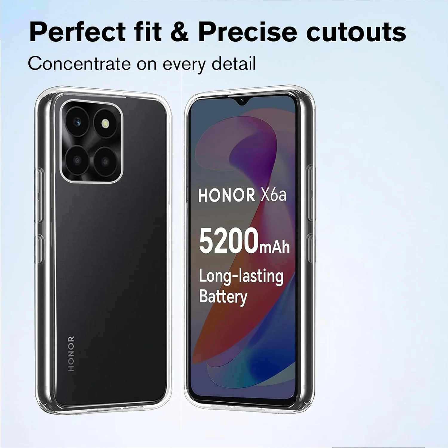 هویو مای 2 عدد کاور و 2 عدد گلس سازگار با آنر X6A، کاور ضد ضربه به همراه محافظ صفحه نمایش شیشه ای سازگار با آنر X6A، شفاف هویو مای 2 عدد کاور و 2 عدد گلس سازگار با آنر X6A، کاور ضد ضربه به همراه محافظ صفحه نمایش شیشه ای سازگار با آنر X6A، شفاف