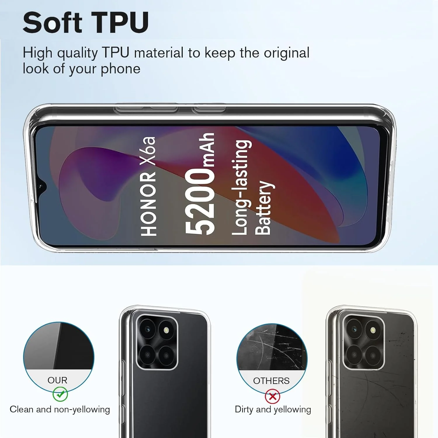 هویو مای 2 عدد کاور و 2 عدد گلس سازگار با آنر X6A، کاور ضد ضربه به همراه محافظ صفحه نمایش شیشه ای سازگار با آنر X6A، شفاف هویو مای 2 عدد کاور و 2 عدد گلس سازگار با آنر X6A، کاور ضد ضربه به همراه محافظ صفحه نمایش شیشه ای سازگار با آنر X6A، شفاف