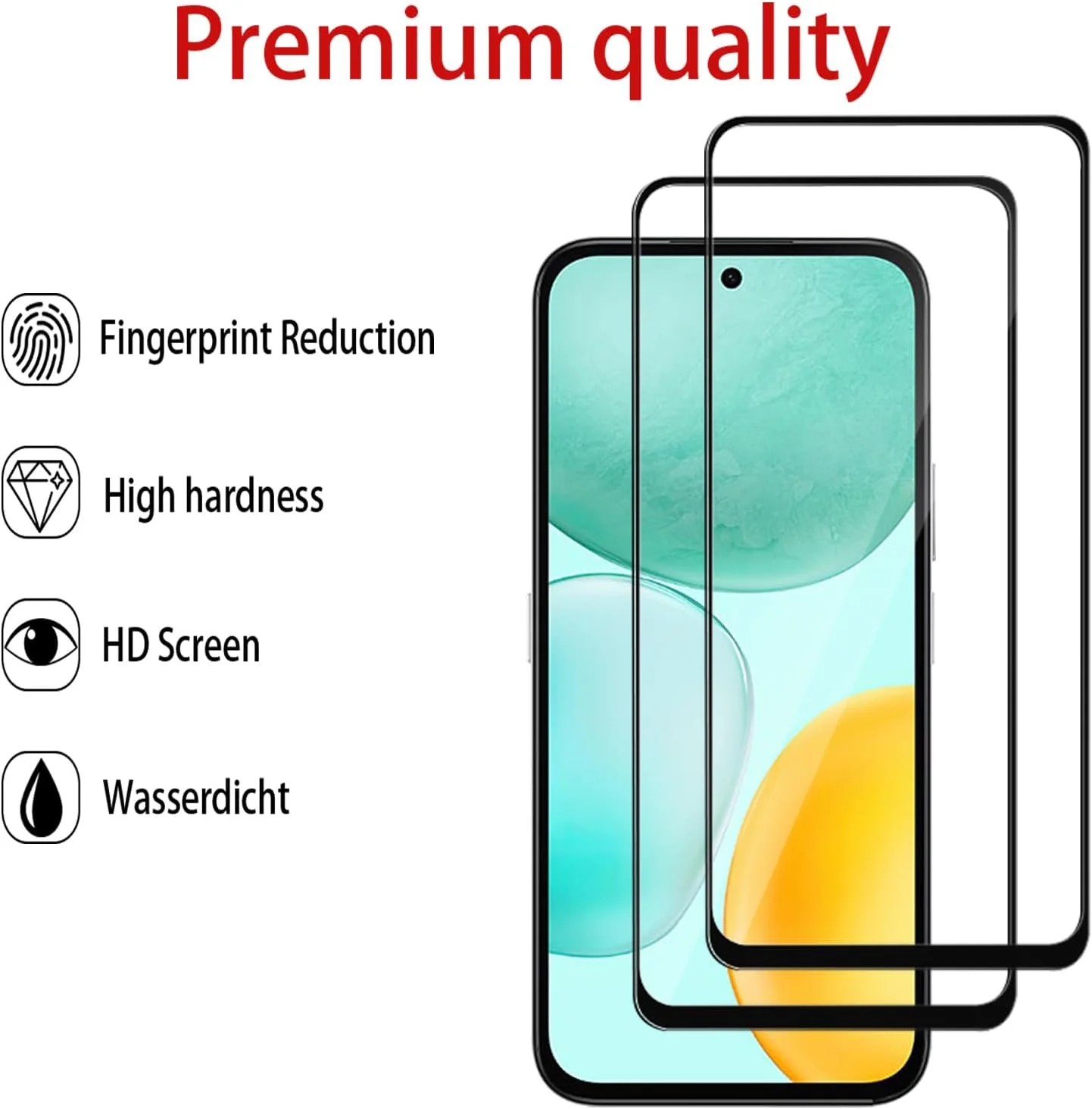 MGUEIAO بسته 2+2 عددی سازگار با گوشی Honor Play 60 شامل محافظ صفحه نمایش شیشه ای حرارت دیده و محافظ لنز دوربین، فیلم شیشه ای حرارت دیده تمام صفحه HD [ضد خرد شدن] - مشکی