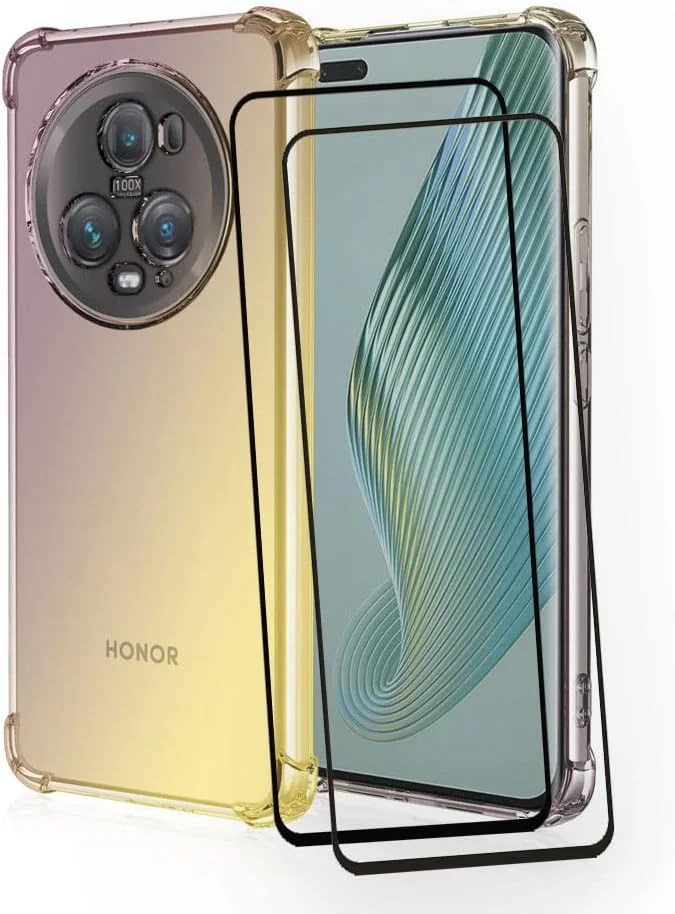 کاور محافظ گوشی آنر مجیک 5 پرو RonRun به همراه 2 محافظ صفحه نمایش شیشه ای حرارت دیده، TPU ضد خش، رنگ градиент شفاف، مشکی طلایی کاور محافظ گوشی آنر مجیک 5 پرو RonRun به همراه 2 محافظ صفحه نمایش شیشه ای حرارت دیده، TPU ضد خش، رنگ градиент شفاف، مشکی طلایی