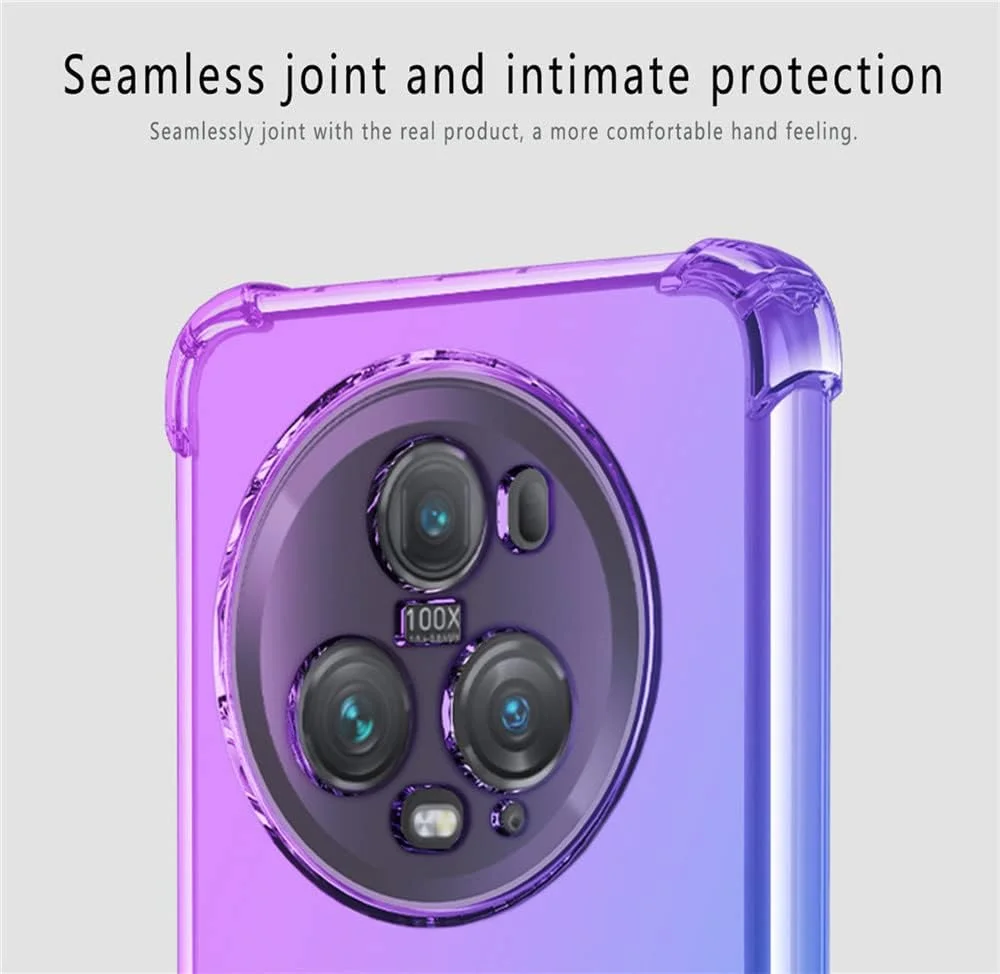 کاور محافظ گوشی آنر مجیک 5 پرو RonRun به همراه 2 محافظ صفحه نمایش شیشه ای حرارت دیده، TPU ضد خش، رنگ градиент شفاف، مشکی طلایی