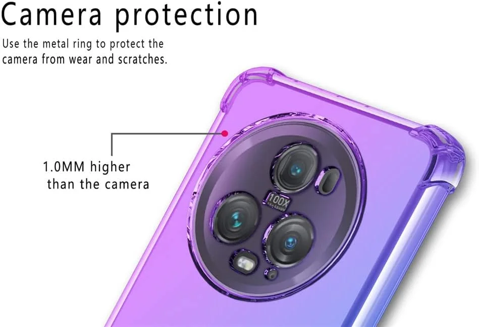 کاور محافظ گوشی آنر مجیک 5 پرو RonRun به همراه 2 محافظ صفحه نمایش شیشه ای حرارت دیده، TPU ضد خش، رنگ градиент شفاف، مشکی طلایی