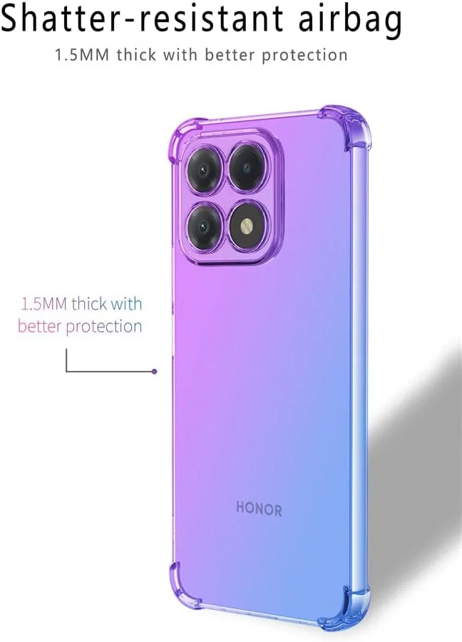 کاور محافظ گوشی آنر X8a رون ران به همراه 2 محافظ صفحه نمایش شیشه ای حرارت دیده، TPU ضد خش، رنگ گرادیان شفاف، بنفش آبی کاور محافظ گوشی آنر X8a رون ران به همراه 2 محافظ صفحه نمایش شیشه ای حرارت دیده، TPU ضد خش، رنگ گرادیان شفاف، بنفش آبی