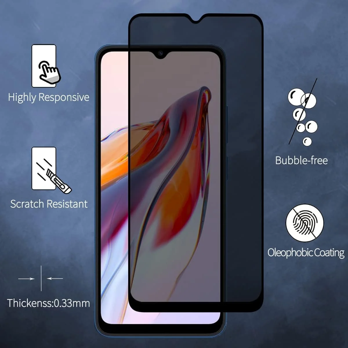 [بسته 2 عددی] محافظ صفحه نمایش ضد جاسوسی برای HONOR Play7T - محافظ صفحه نمایش حریم خصوصی تمام صفحه، فیلم شیشه ای حرارت دیده سه بعدی، سختی 9H محافظ ضد خراش پوشش کامل