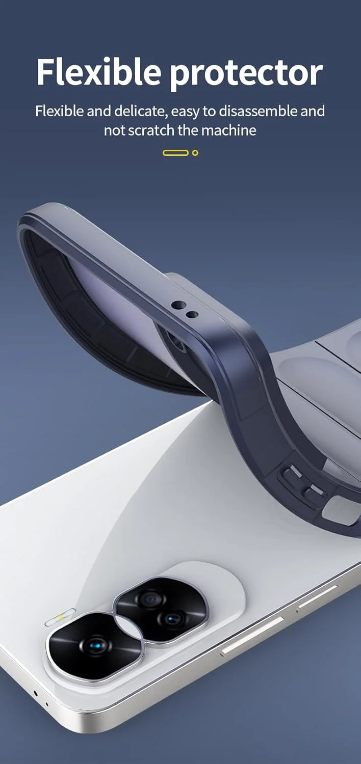 کاور محافظ گوشی GMUJIAO سازگار با Honor 90 Lite، ضد لغزش، ضد ضربه، ضد خش، به همراه 2 محافظ صفحه نمایش شیشه ای حرارت دیده [مقاوم در برابر خراش] - آبی روشن