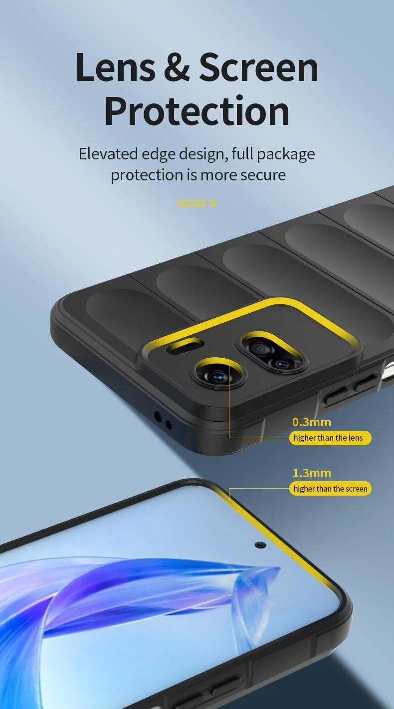 کاور محافظ گوشی GMUJIAO سازگار با Honor 90 Lite، ضد لغزش، ضد ضربه، ضد خش، به همراه 2 محافظ صفحه نمایش شیشه ای حرارت دیده [مقاوم در برابر خراش] - آبی روشن